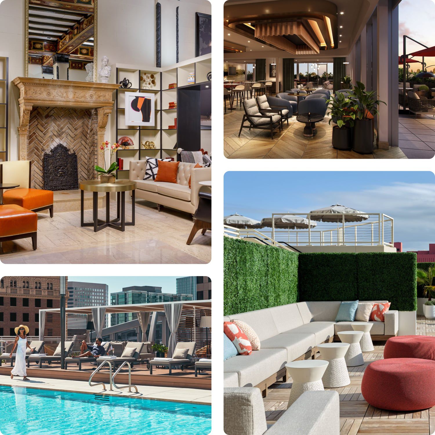 A collage of imagery capturing inspiring vacation views from IHG Hotels & Resorts' collection of luxury and premium hotels and resorts