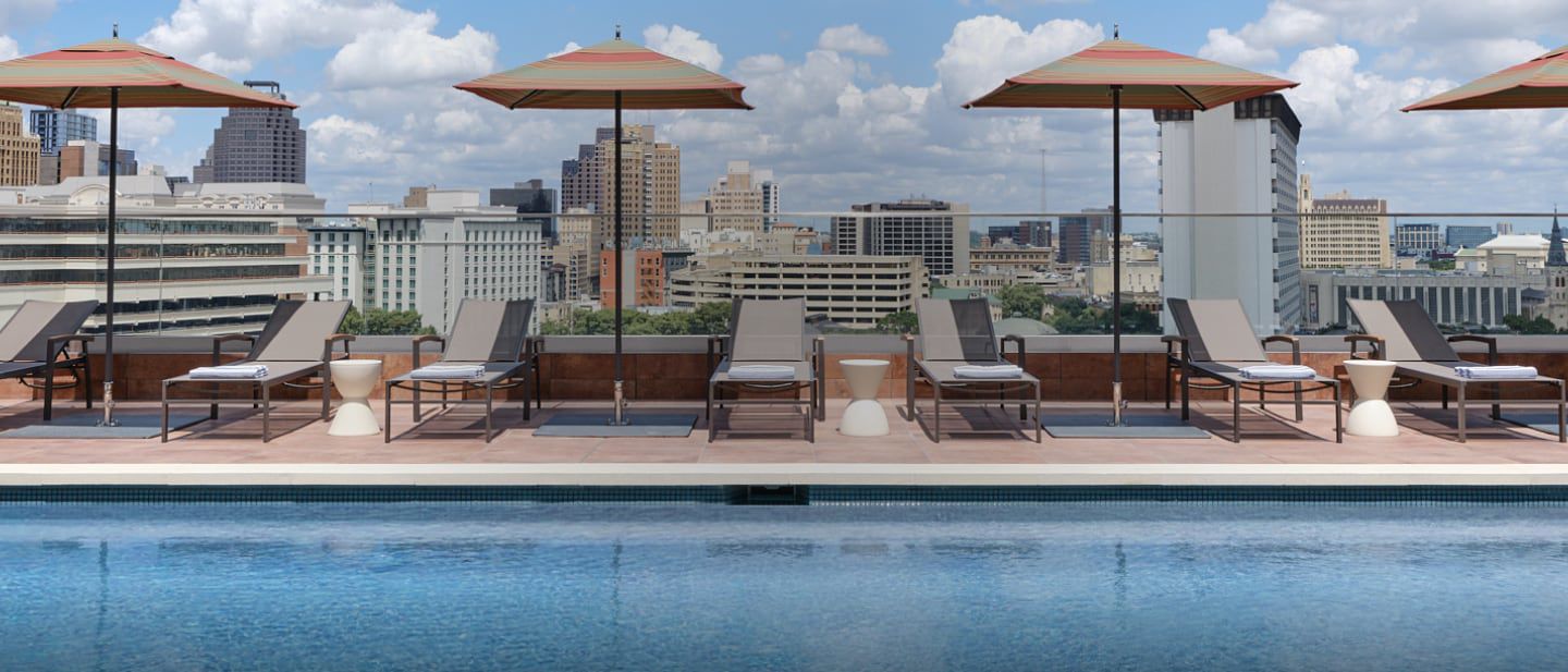 rooftop pool deck overlooking san antonio