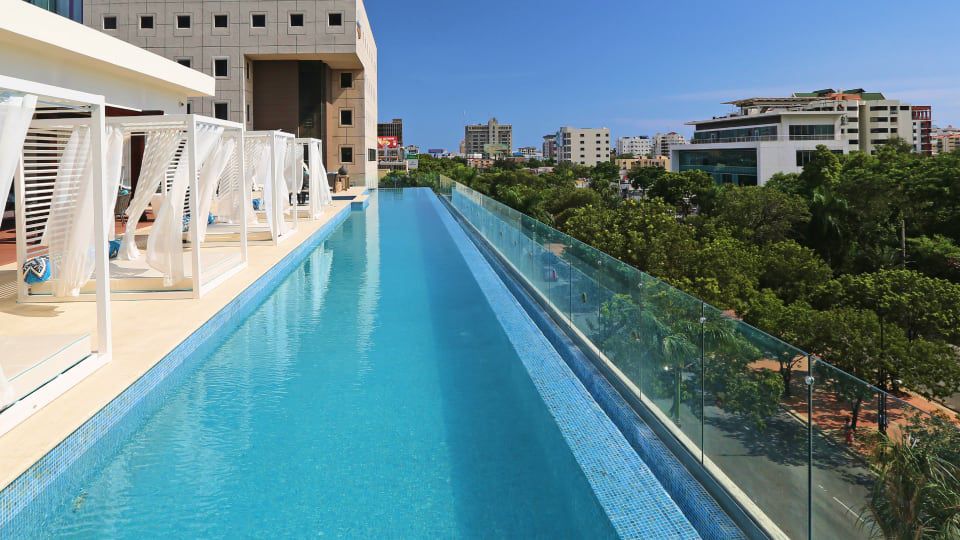 Rooftop pool overlooking the city of Santo Domingo