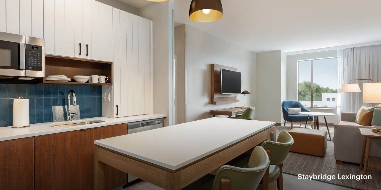 In-room kitchenette area and chairs