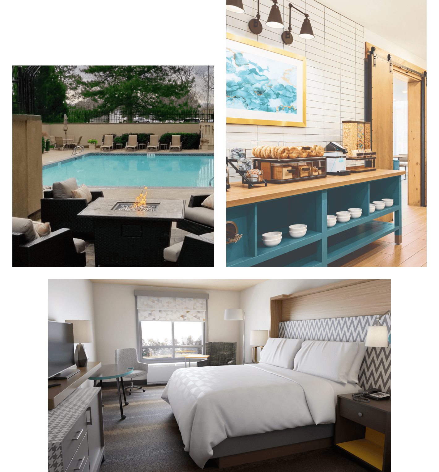 Cluster of hotel offerings for any sports outing: pool, breakfast, and a clean room