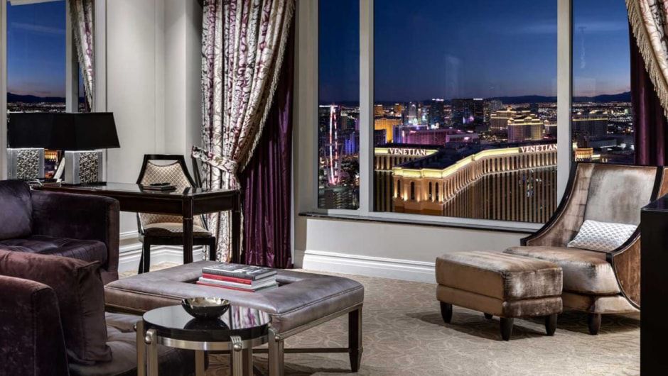 View of the Italian-inspired architecture inside The Venetian Resort