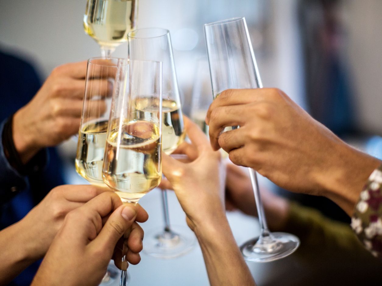 Social event with champagne