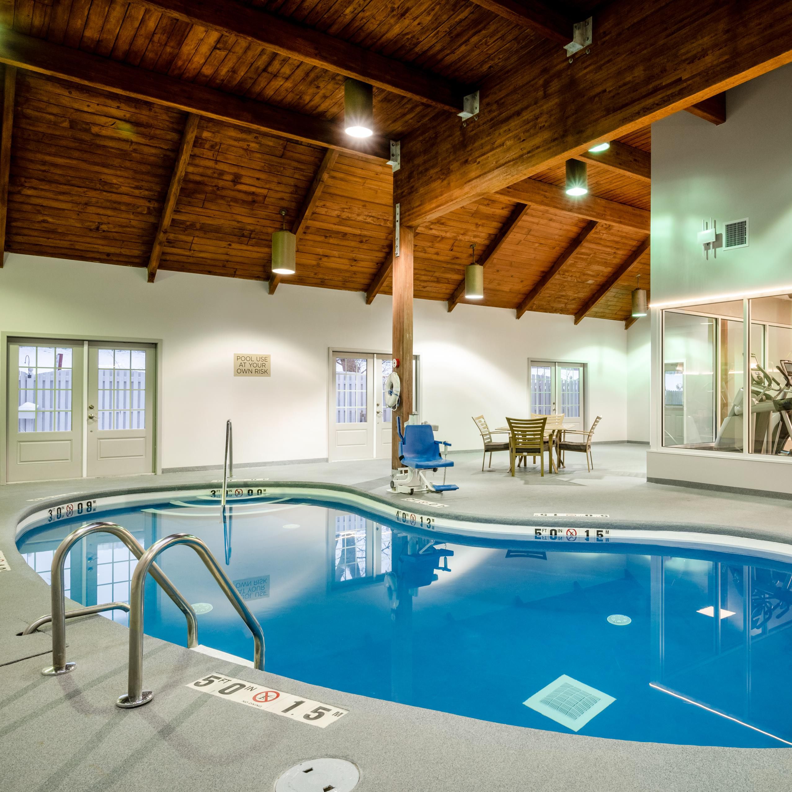 Indoor heated pool open 7AM-9PM daily