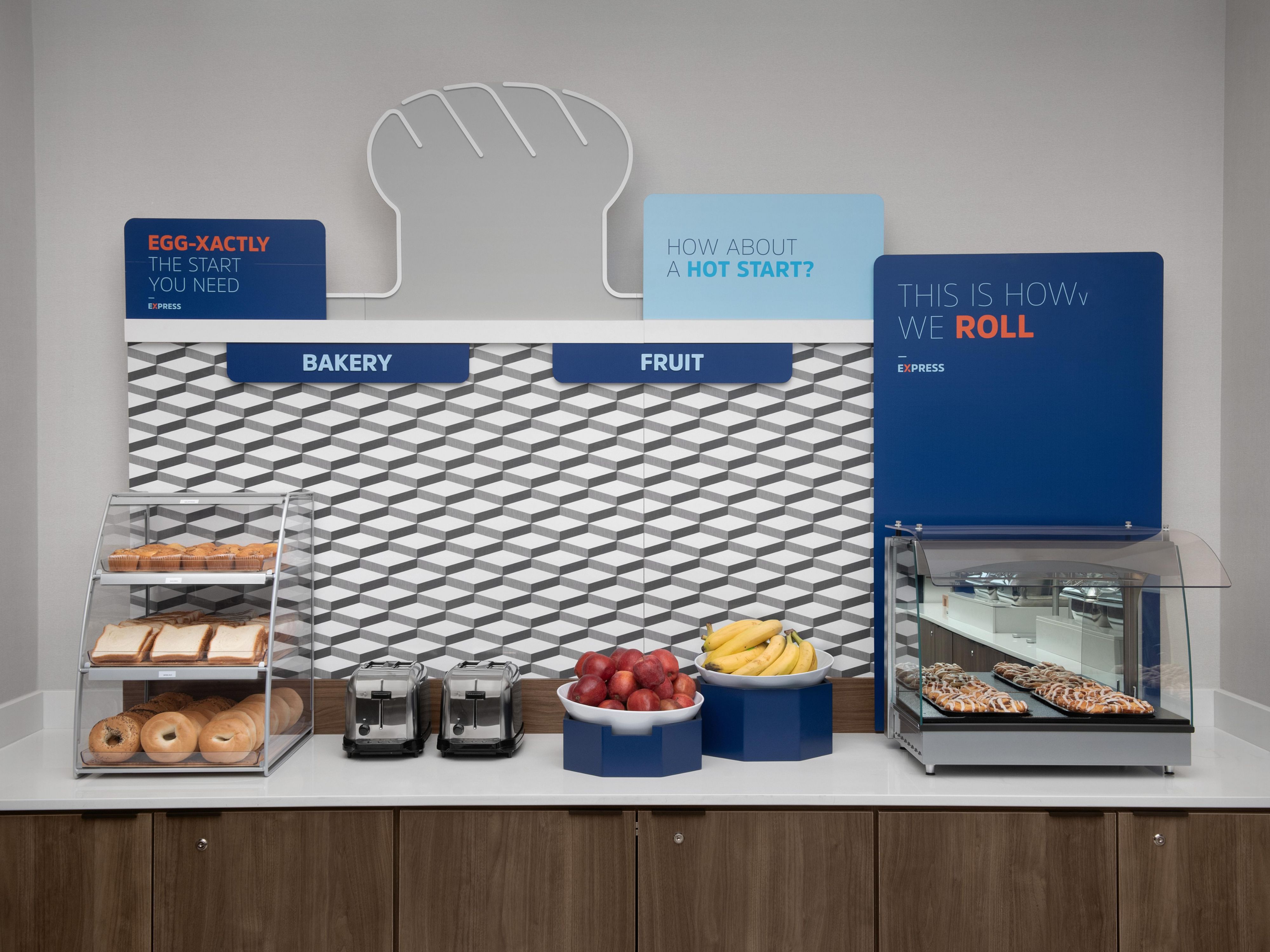 Enjoy hot complimentary breakfast daily including items such as make your own pancakes, variety of eggs and meats, fresh cinnamon rolls as well as continental items. 