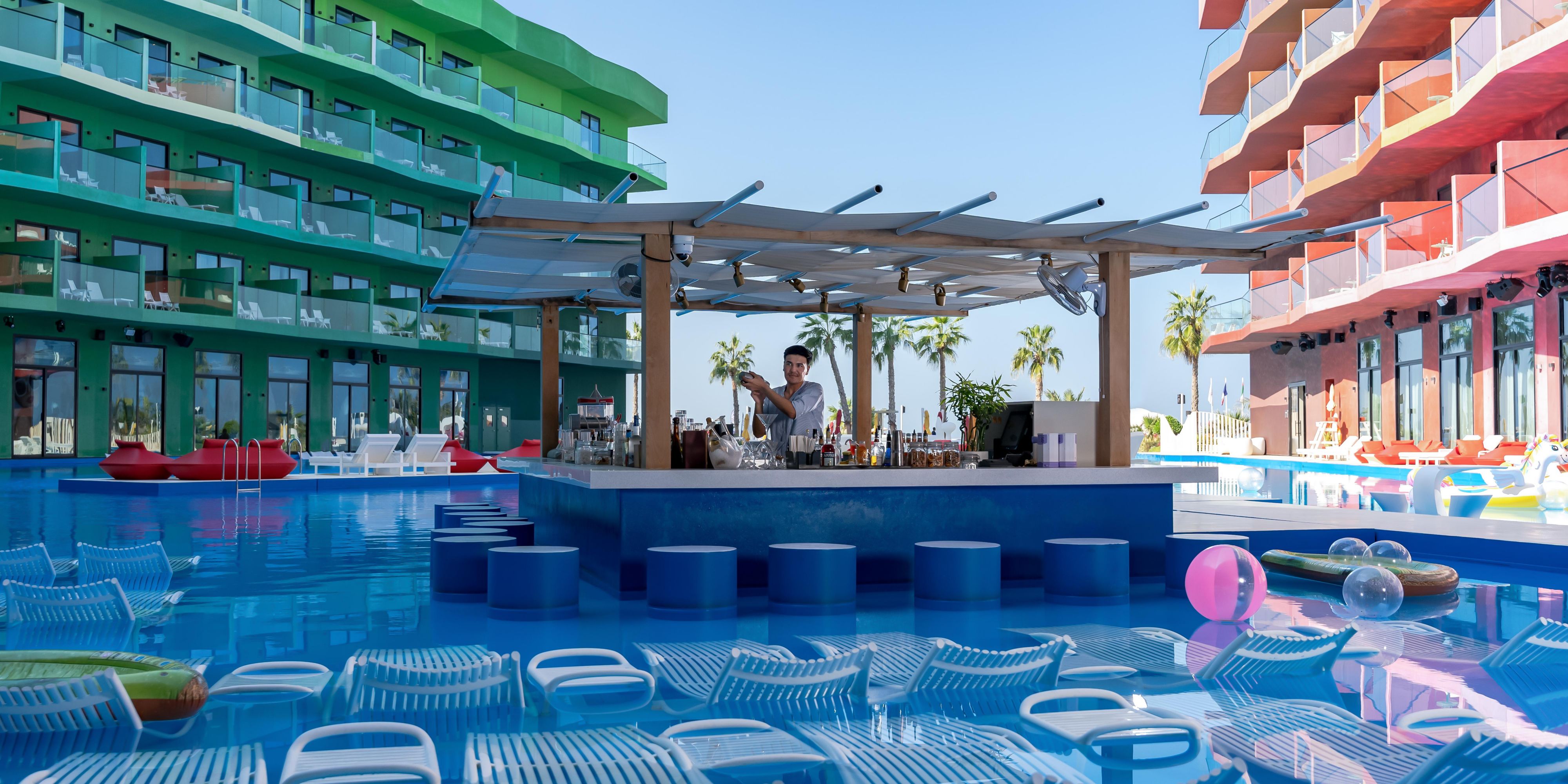 Join us for the all-day pool party, where the sun, fun, and refreshing vibes never end. Whether you're looking to relax by the water, enjoy vibrant entertainment, or indulge in delicious snacks and drinks, our pool party has something for everyone. A buzzing poolside DJ will play music throughout the day, every day.