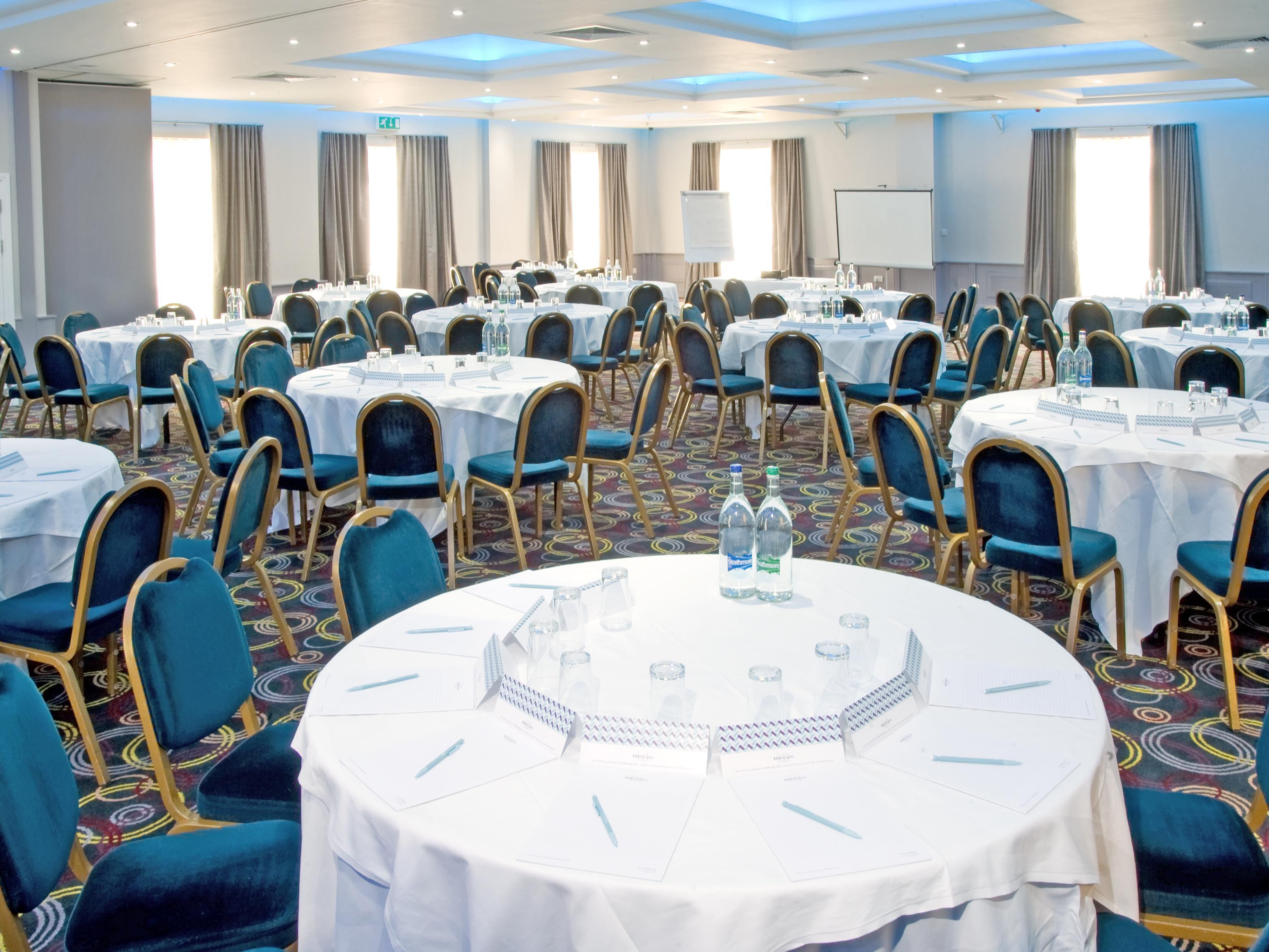 Letchworth Hall has two purpose built event spaces with natural daylight, over head lighting with no obstructions in the room and colour themed lighting. The rooms can sub divide if required and can host up to 220 delegates / guests. Each space has a private bar, toilets and separate entrance.