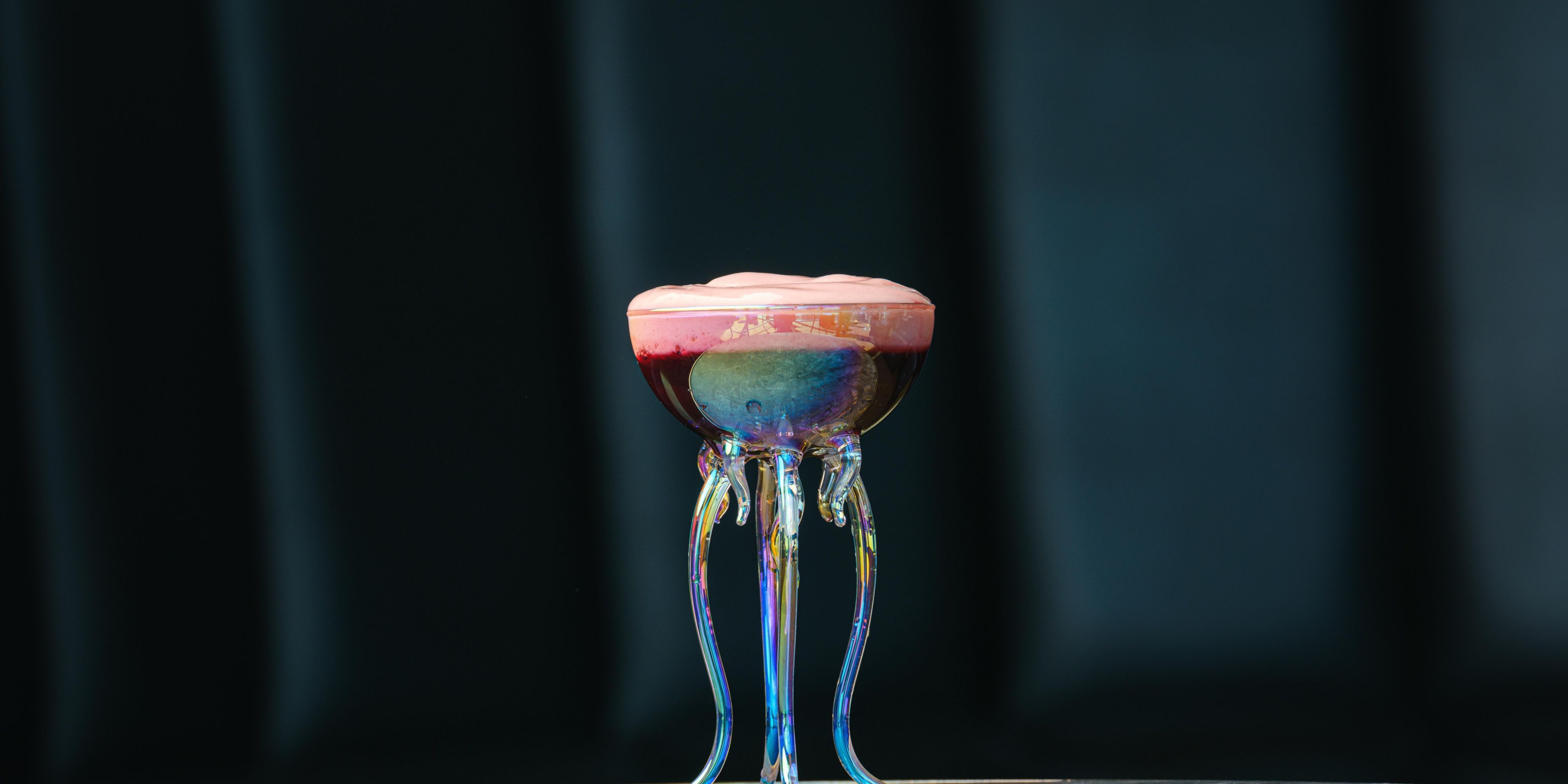 cocktail in a jellyfish inspired glass
