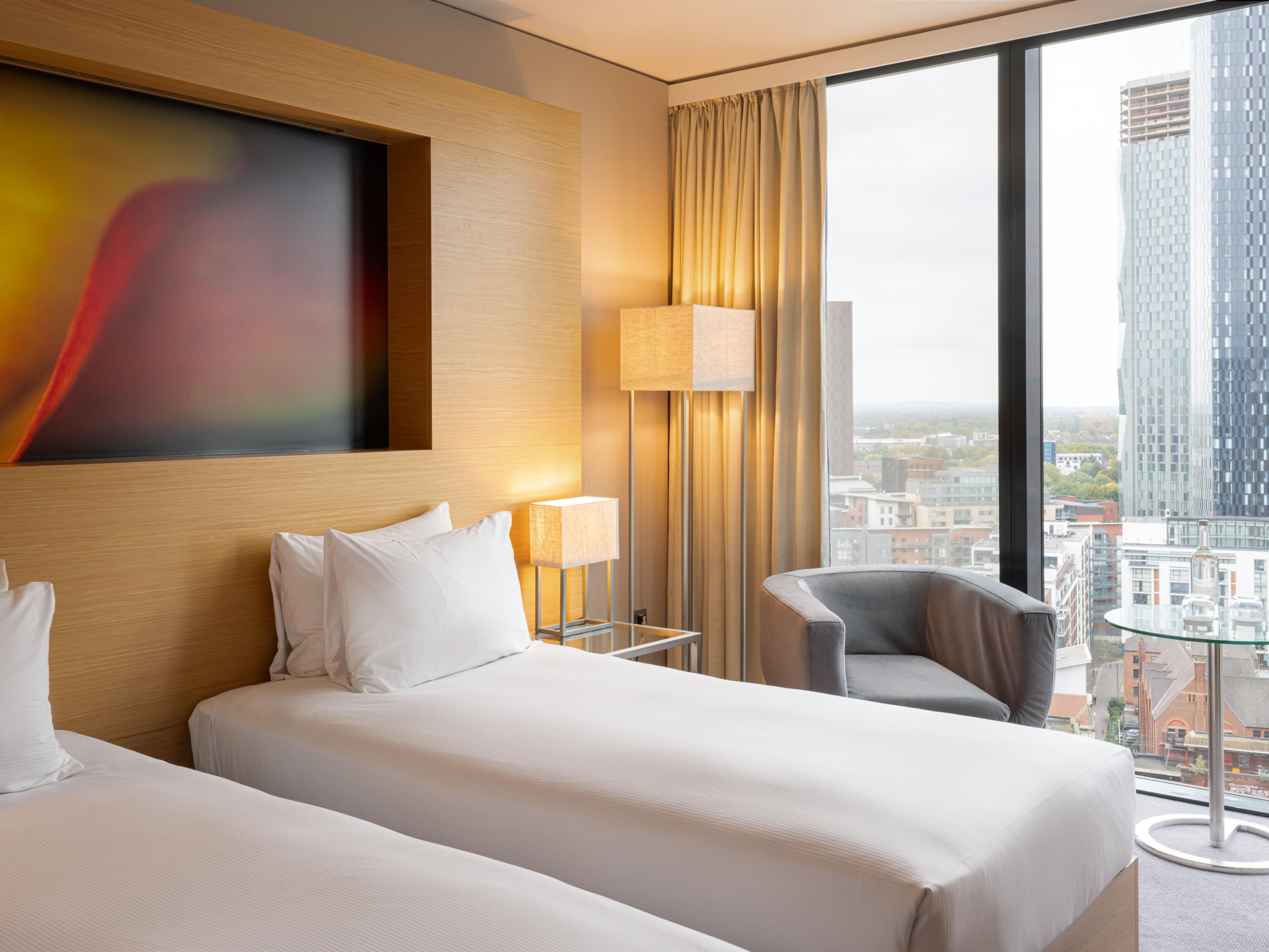 Two single beds guest room in manchester