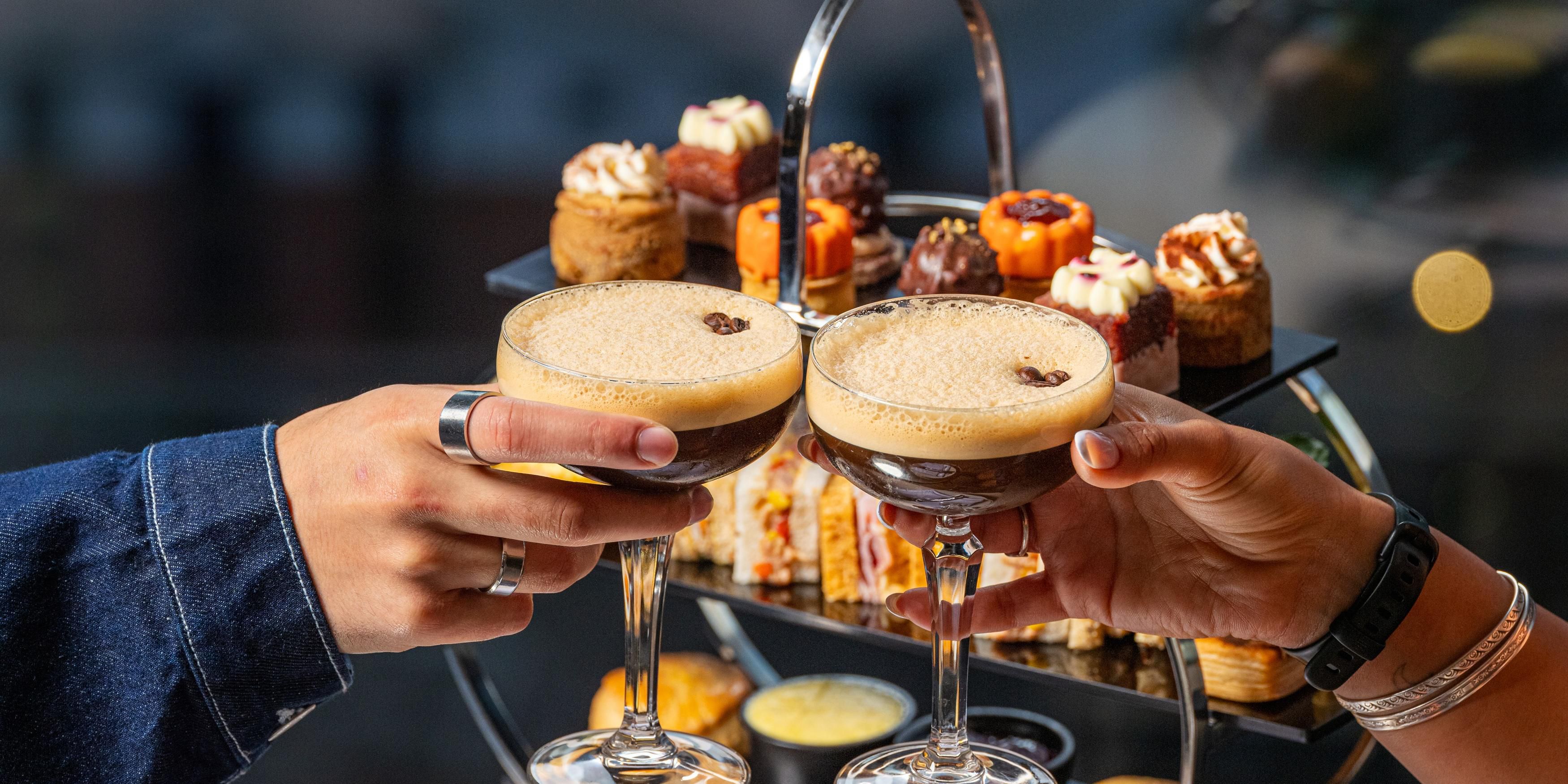 Afternoon tea with espresso martinis