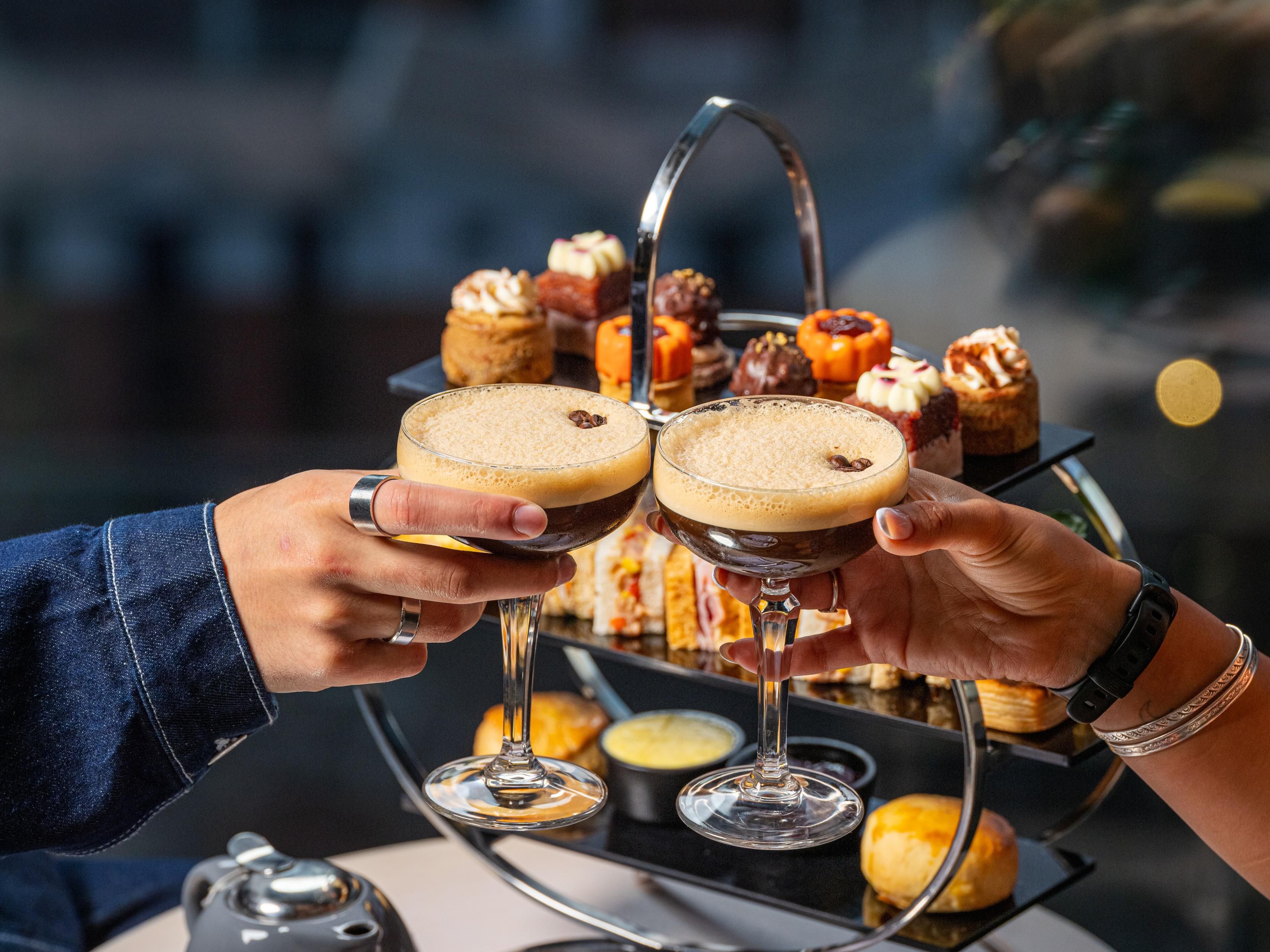 Afternoon tea dining with espresso martinis