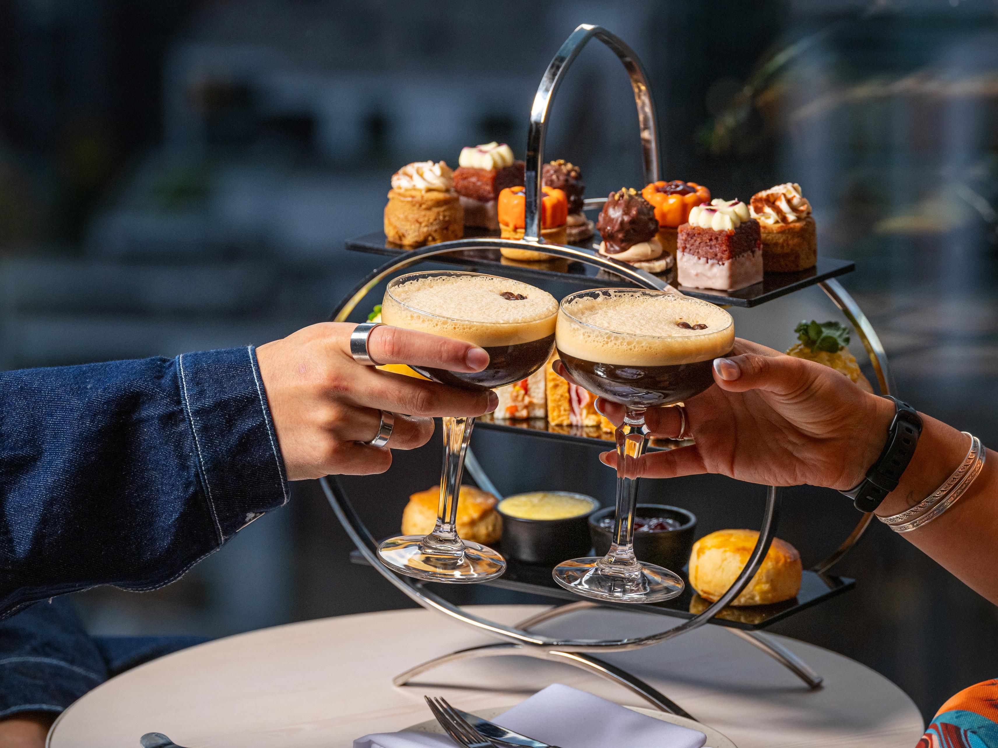 Indulge in our decadent Afternoon Tea, set against breathtaking panoramic views of the Manchester skyline. Served daily from 12 PM to 4:45 PM, prices start at £35 per person. Elevate your experience with our Cocktail or Champagne Afternoon Tea, available from £45 per person, a sophisticated twist to this timeless tradition our Manchester skybar.