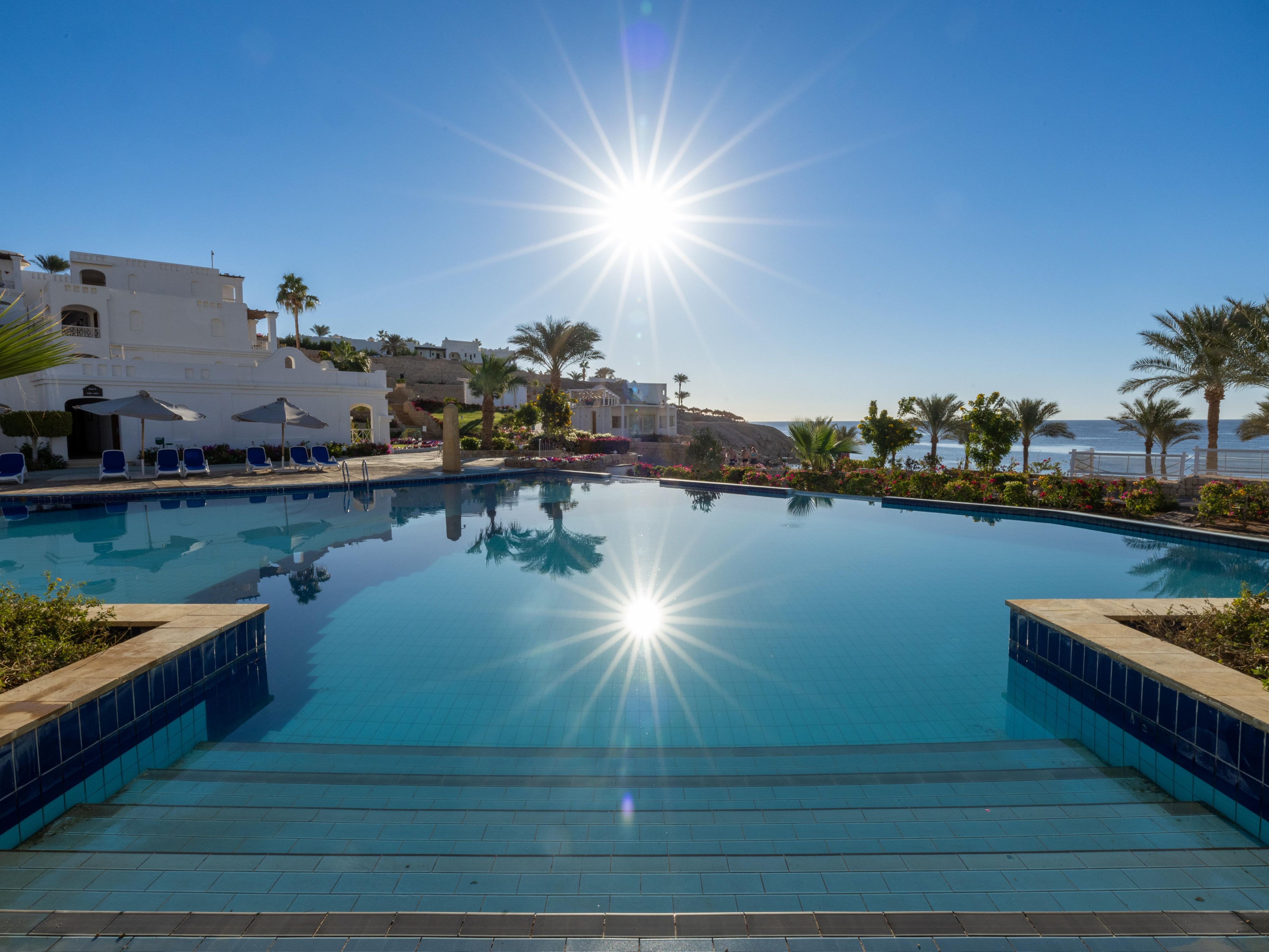Dive into relaxation at our stunning pools. Featuring several spacious outdoor pools, including a heated pool for year-round comfort, there's something for everyone. Kids can splash safely in designated areas, while adults enjoy a swim-up bar, sun loungers, and breathtaking views of the Red Sea.