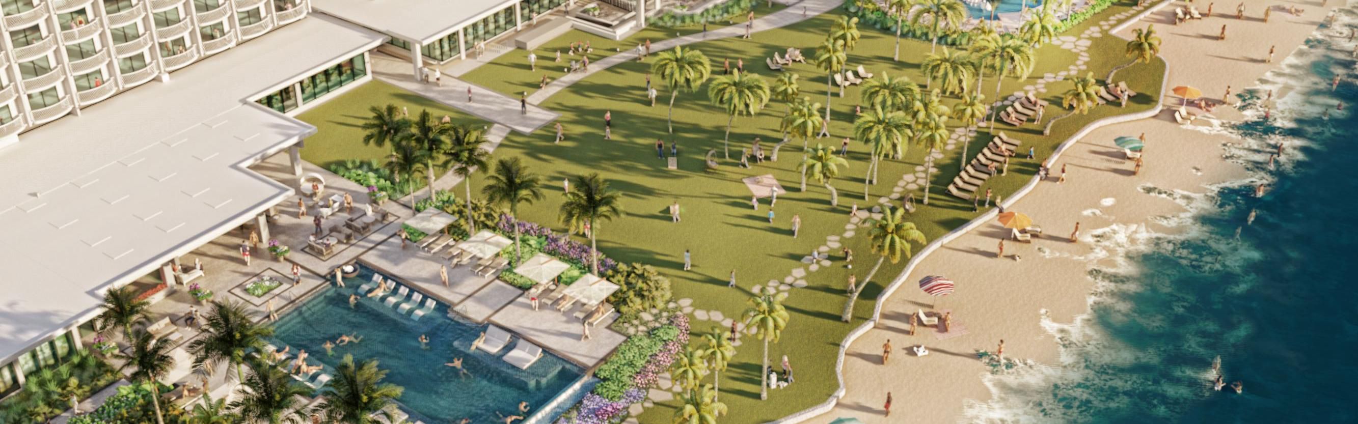 Hotel Garden and Swimming Pool Rendering