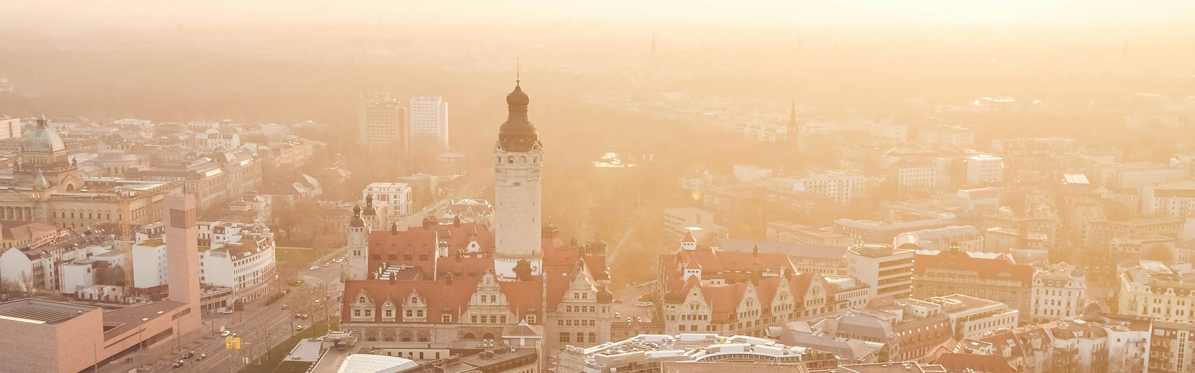 Landmark View of Leipzig's New Town Hall Tower