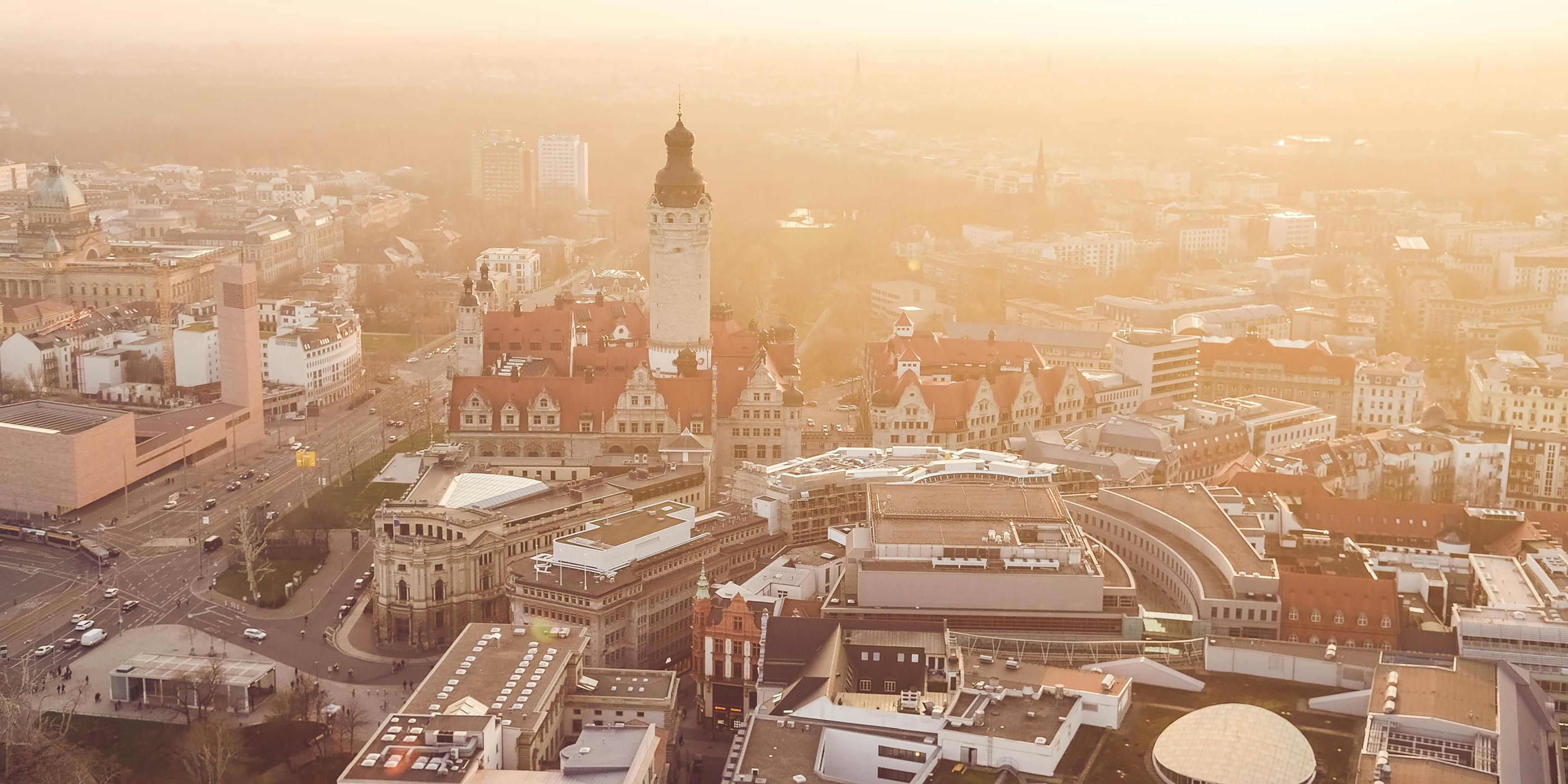 Landmark View of Leipzig's New Town Hall Tower
