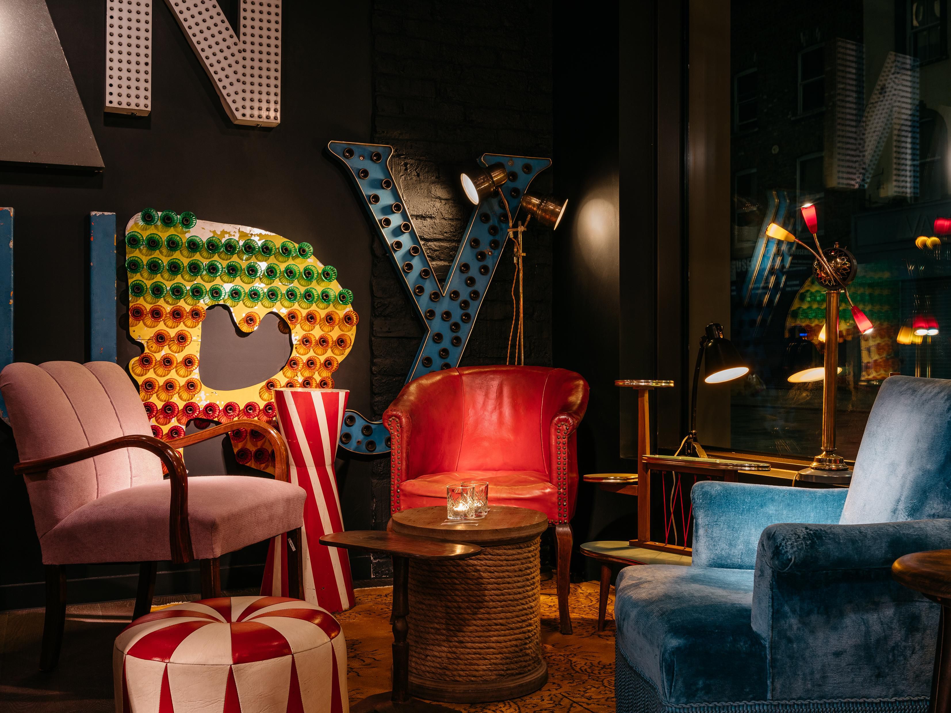 In an area famed for its genteel and guilty pleasures, we’ve taken inspiration from the fly-by-night world of markets and fairgrounds. Rich tones, brass accents and playful details like circus drums and juggling pins bring a hint of carnival magic to our design.