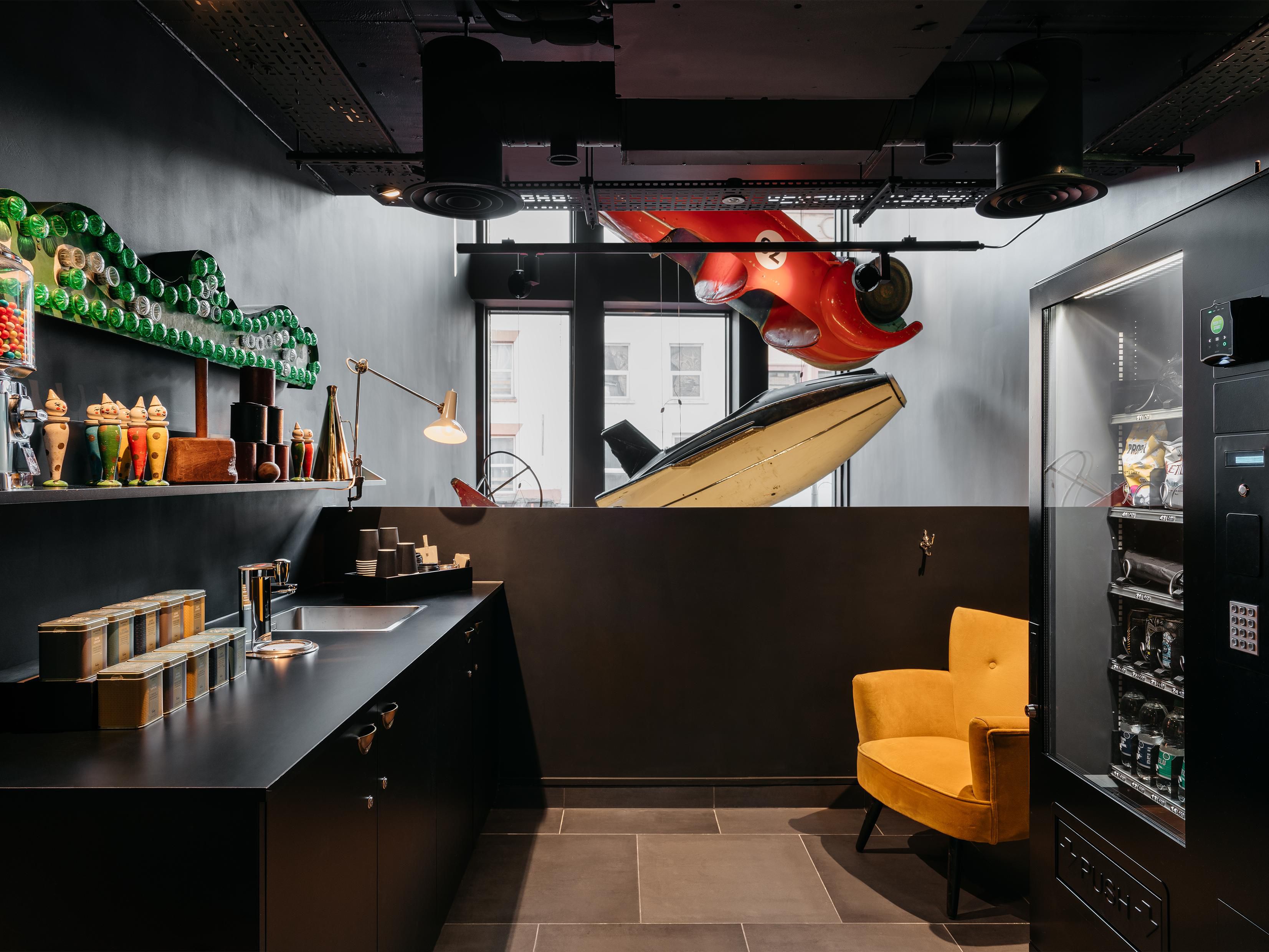 Ruby Lucy Hotel London Galley with Vending Machine and Tea Station