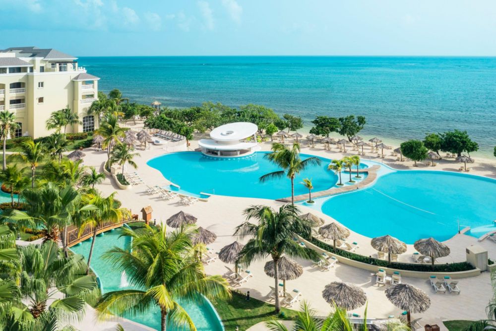 View of Iberostar resort , pool area and beach in Montego Bay