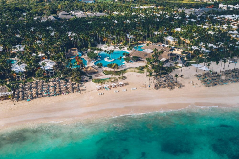 View of beach and resort from above