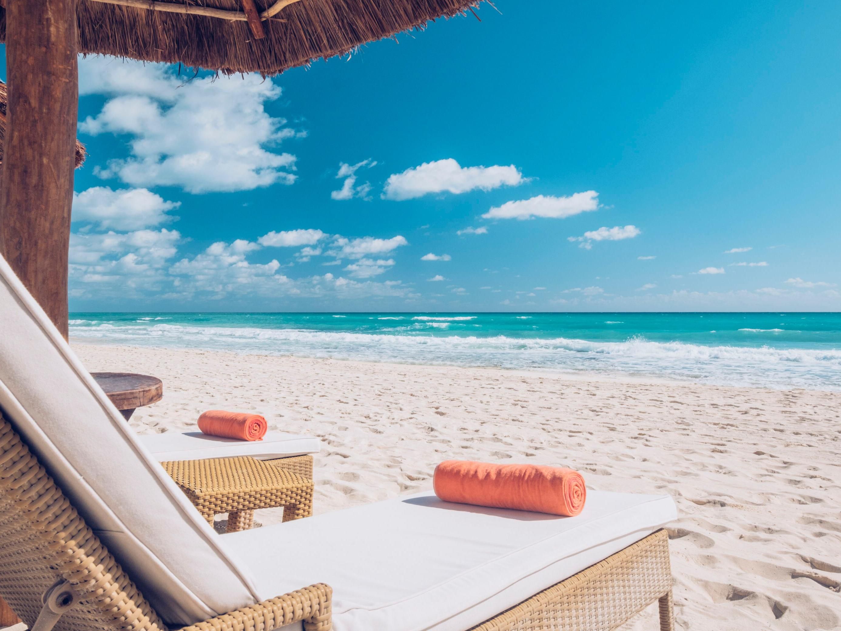 Cabanas on beach