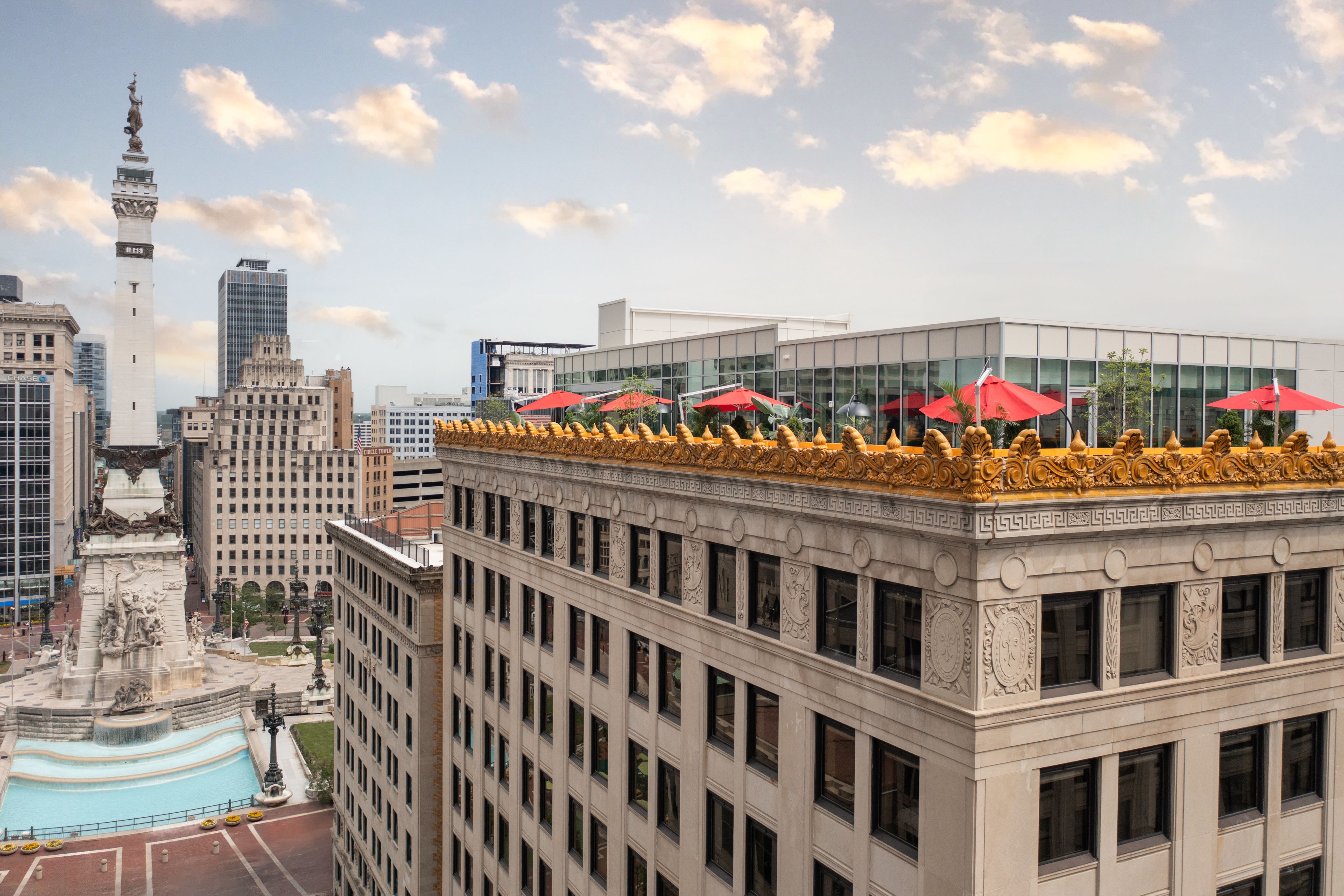View of Monument Circle from the hotel.