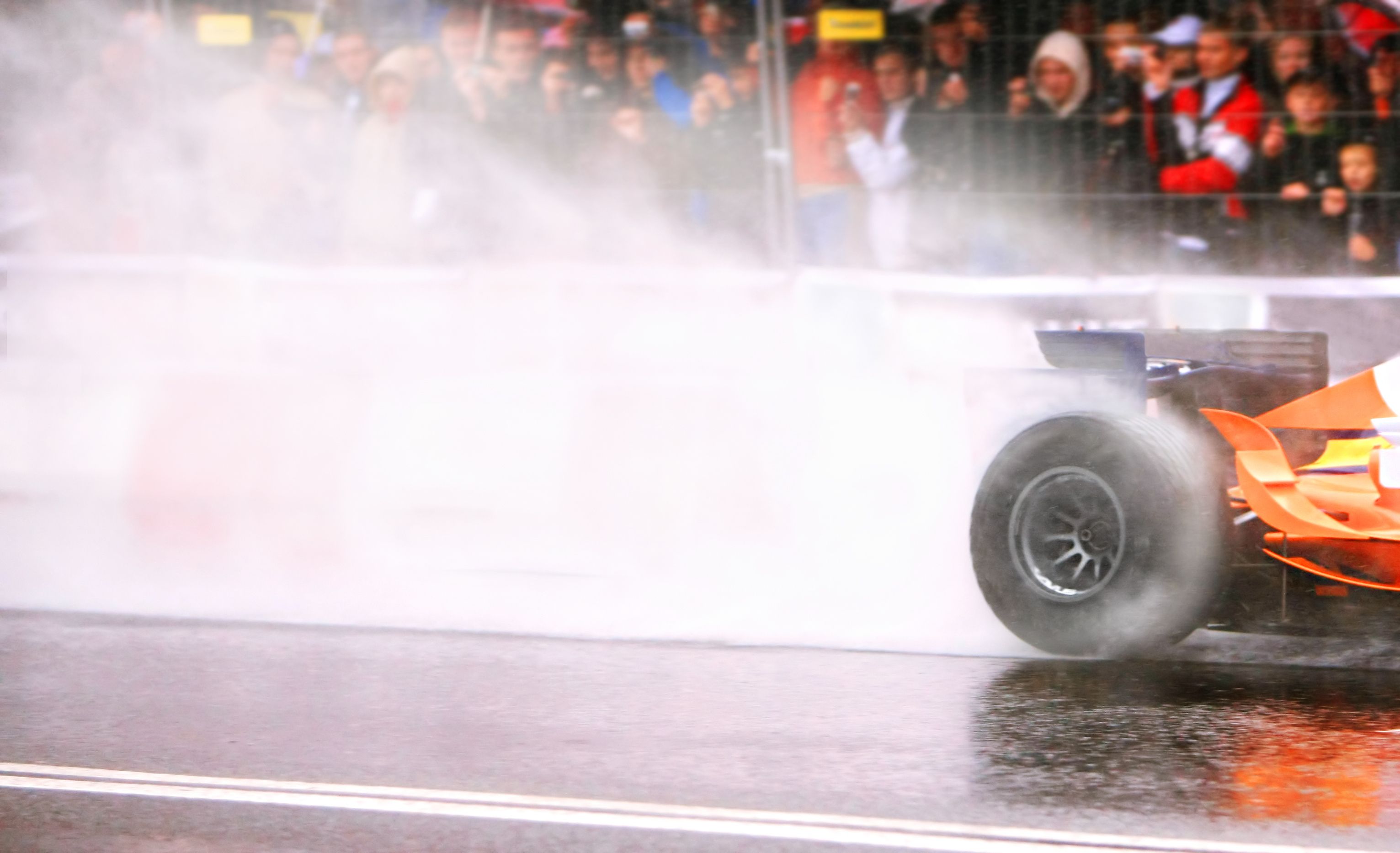 racecar spinning wheels