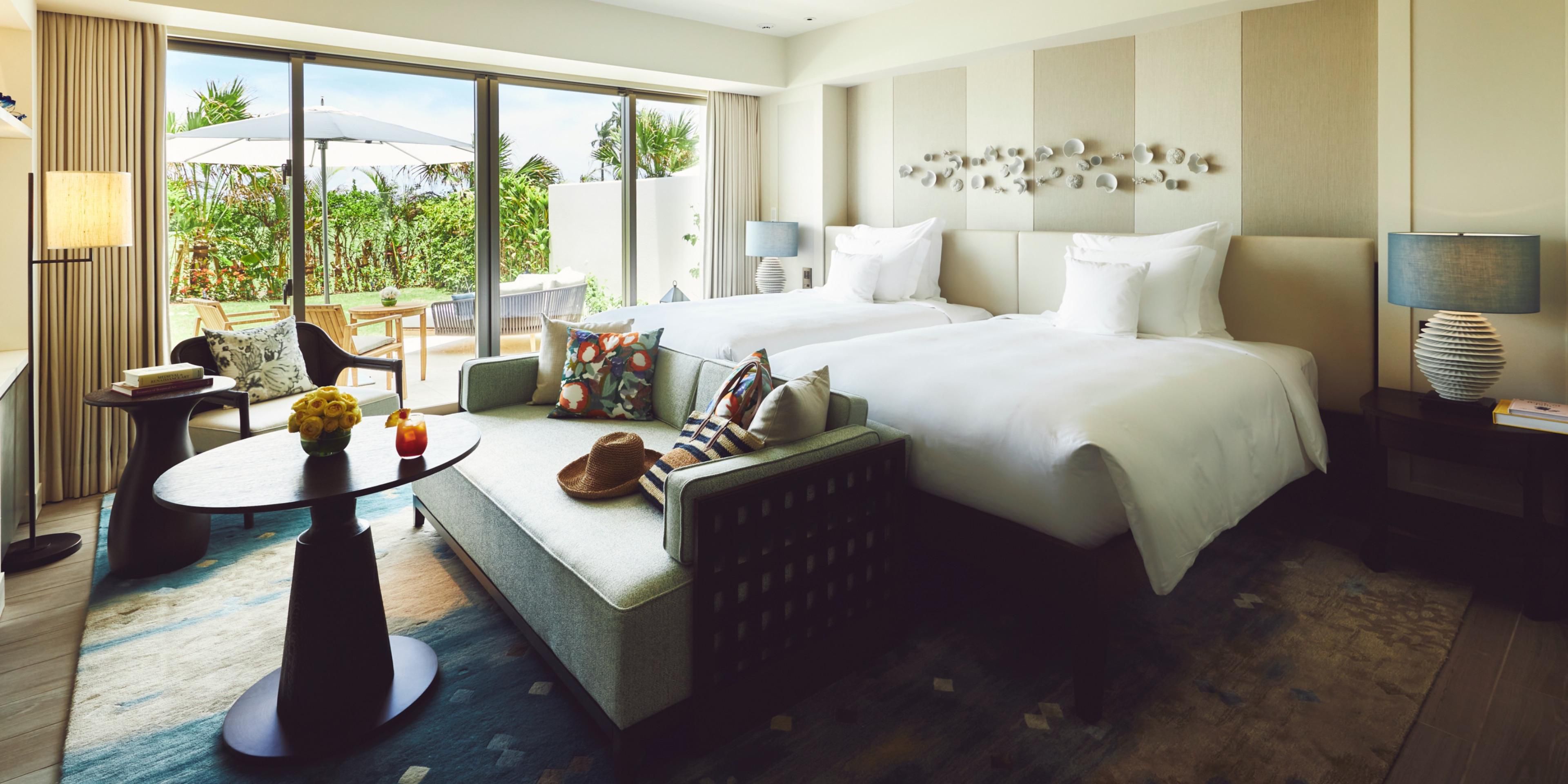 The beauty and traditions of Ishigaki Island are showcased in our Club InterContinental rooms and suites. Perfect for couples and honeymooners, these spacious rooms are inspired by local Ishigaki Island artists. Enjoy sacred moments of connection on your private balcony with panoramic vistas of the Pacific Ocean.