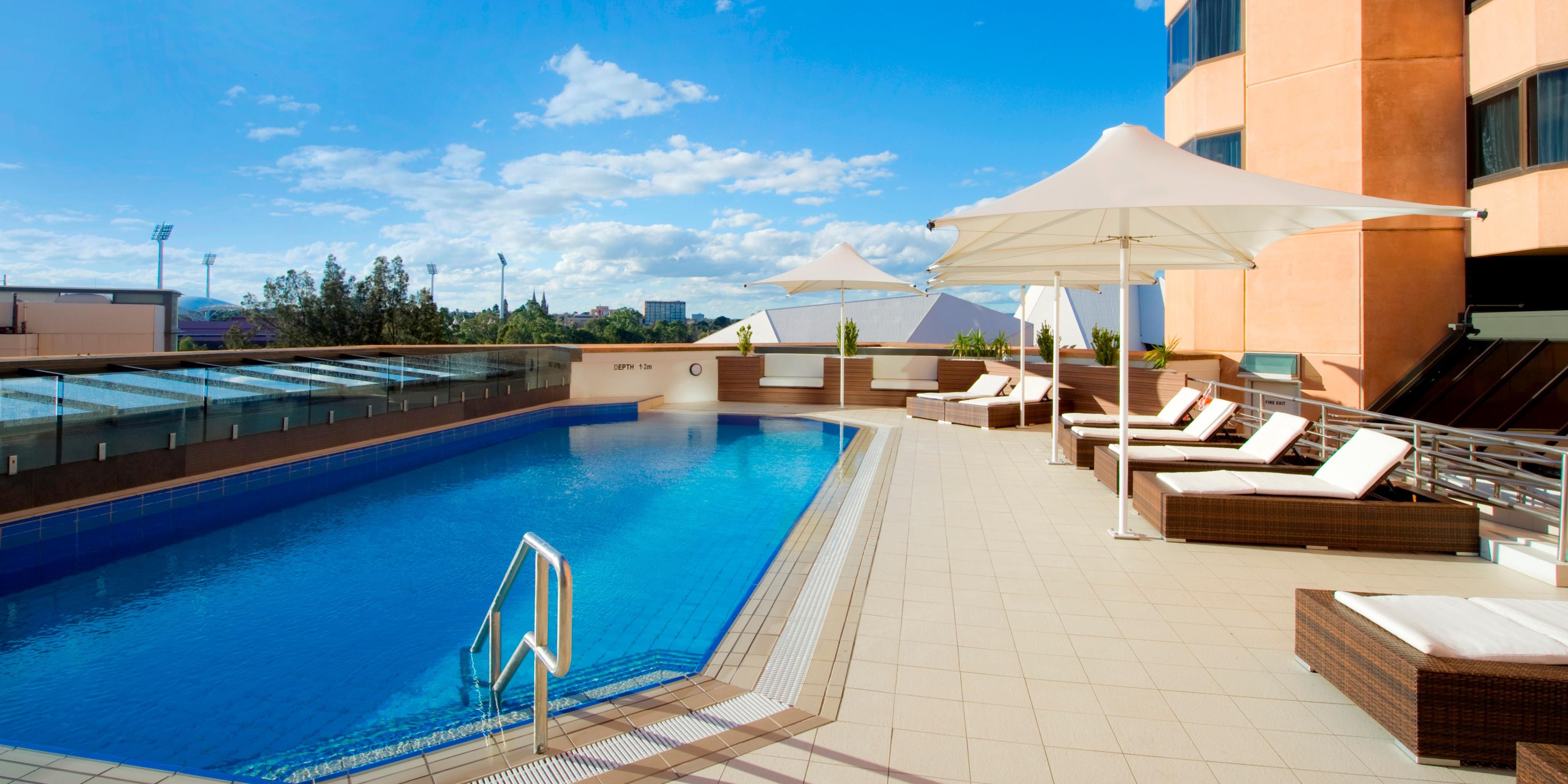 InterContinental Adelaide's heated pool is open from sunrise to sunset. Featuring magnificent views over the Riverbank Precinct and Adelaide Oval, our pool deck is the perfect place to unwind.