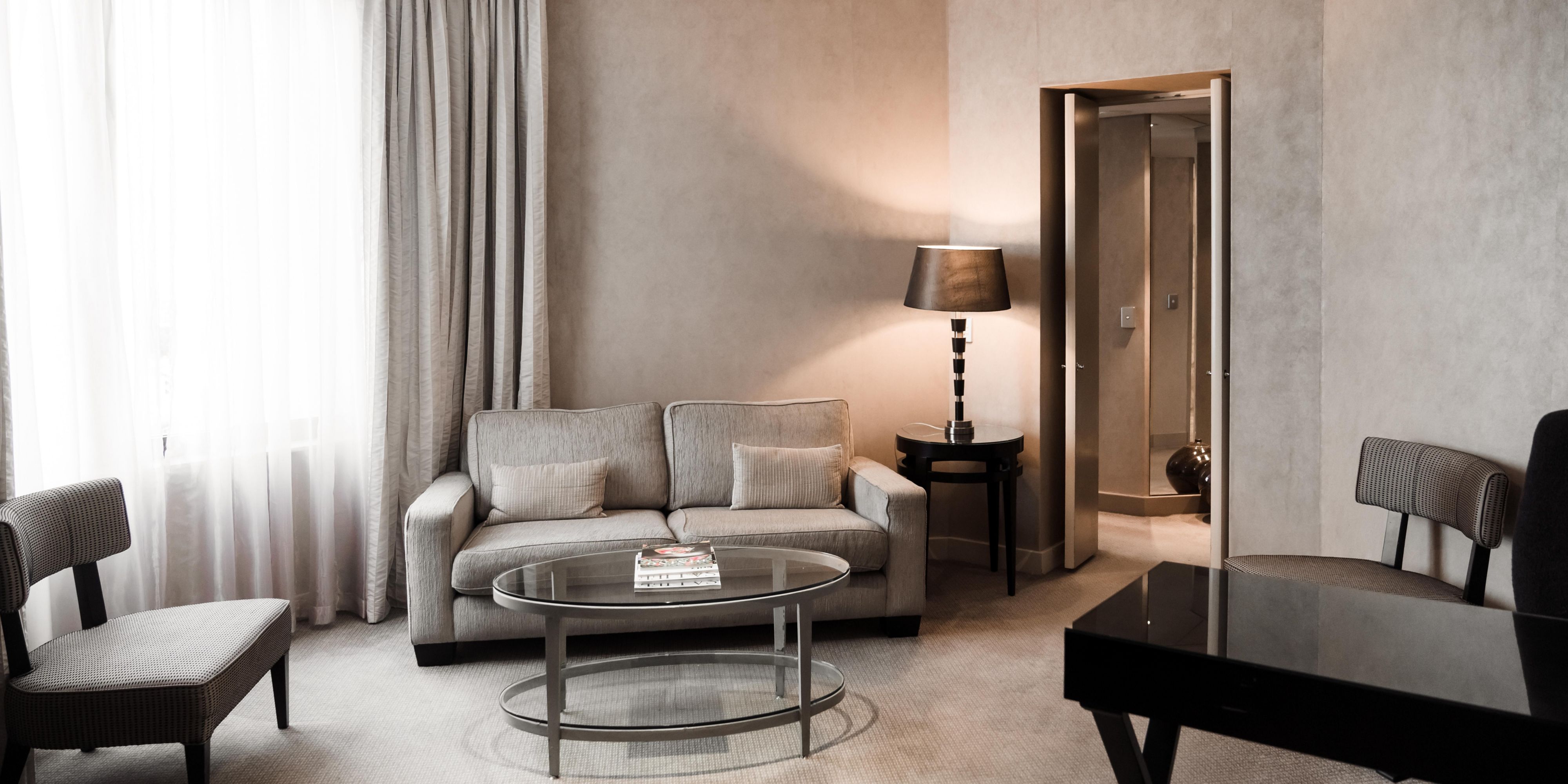 Top-floor lounge with city view, perfect for business gatherings