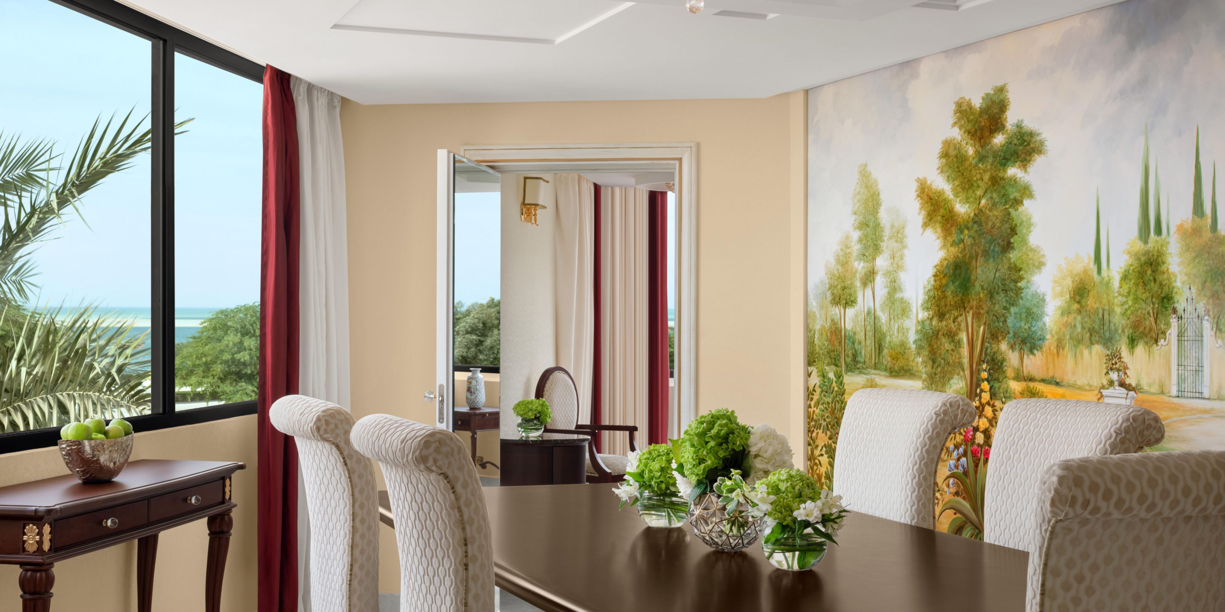 Experience elegance in the Royal Suite's spacious dining area