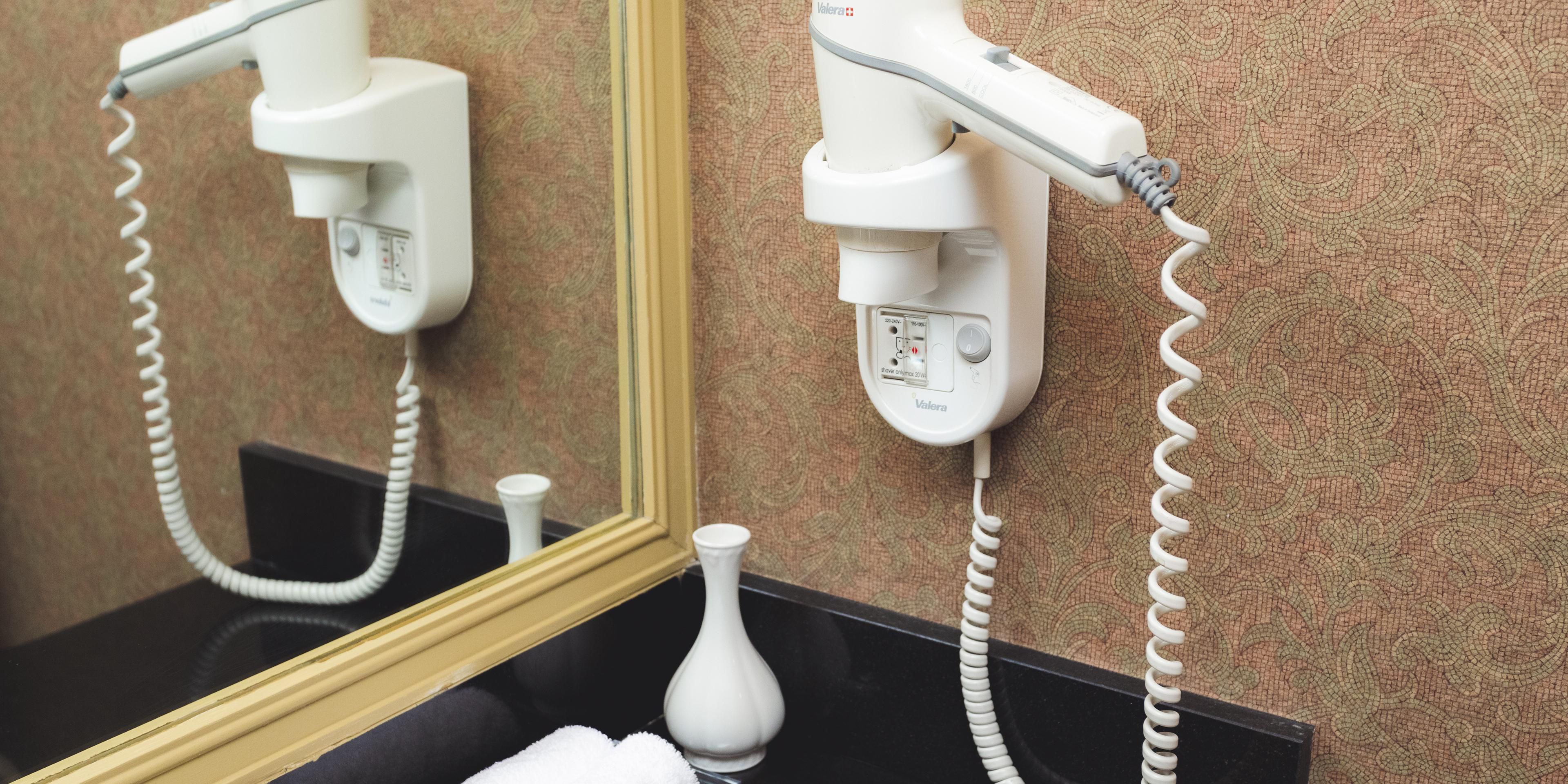 hair dryer in the bathroom