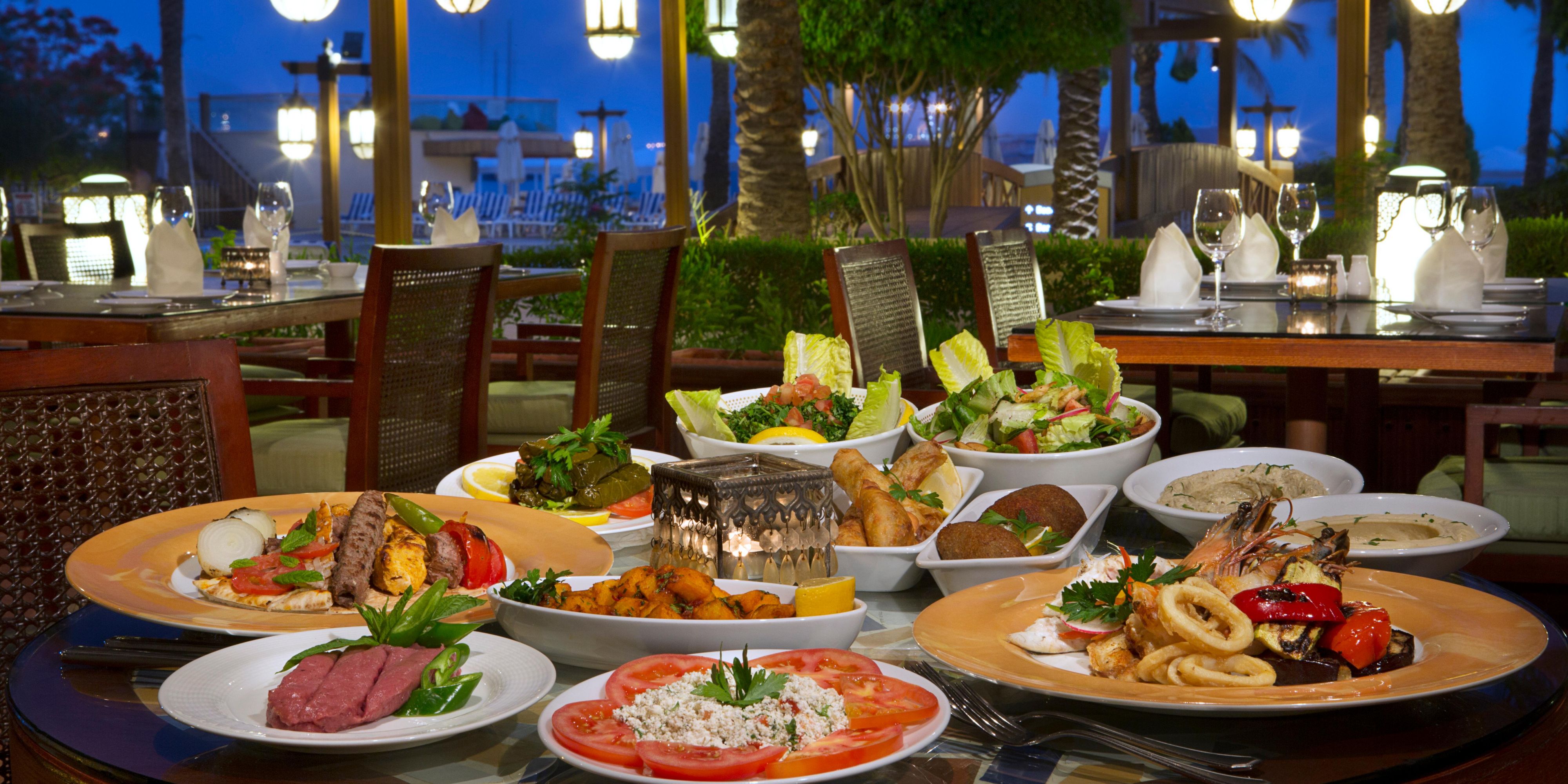 Fresh seafood and Lebanese favorites await, with a Catch of the Day crafted from the ocean’s finest. End your meal with our homemade Osmalieh – a classic Arabic dessert that’s sure to delight. Enjoy 25–30% off at participating restaurants for IHG One Rewards members - dine, save, and earn!