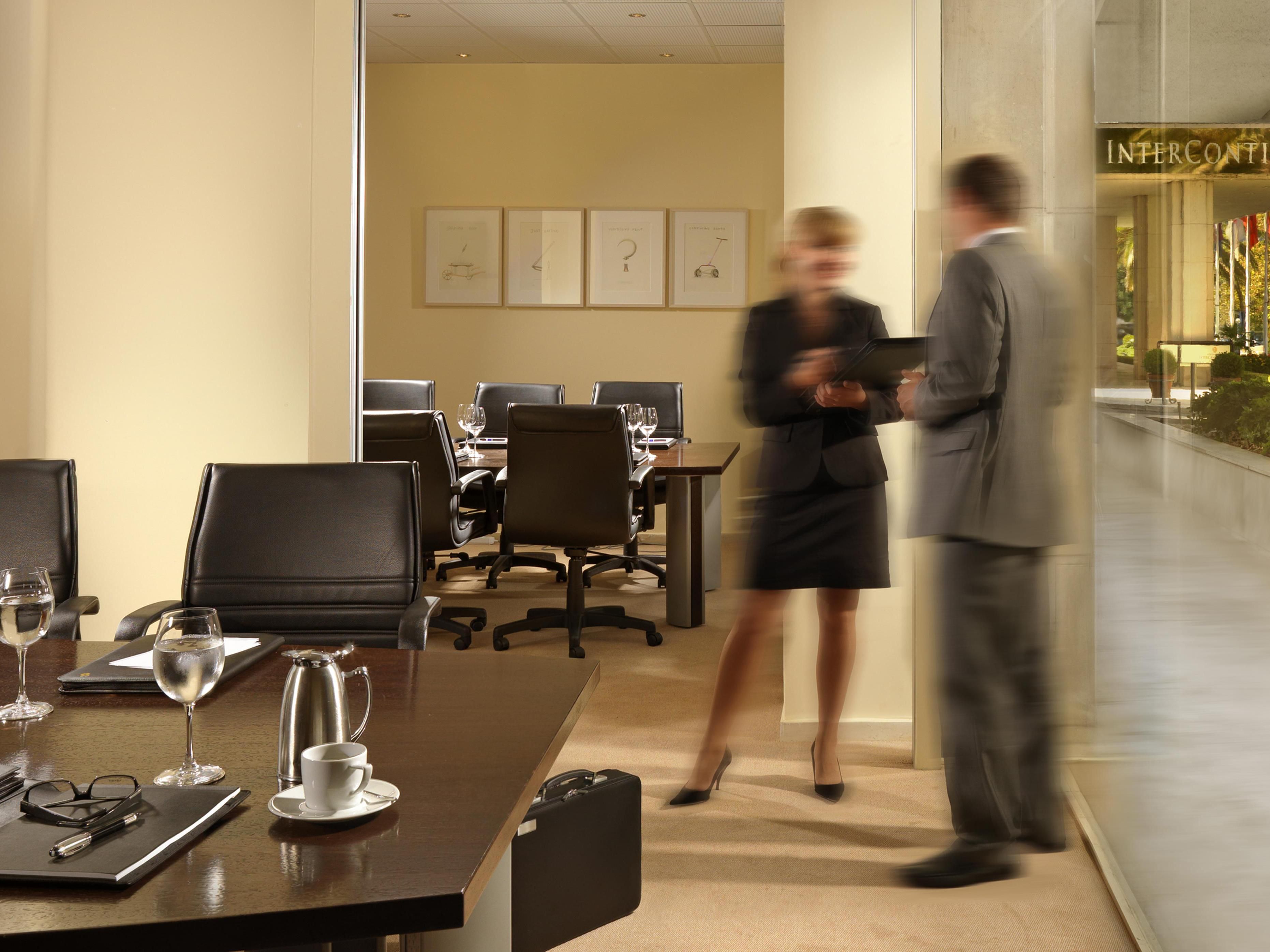 Business meetings bathed in natural light