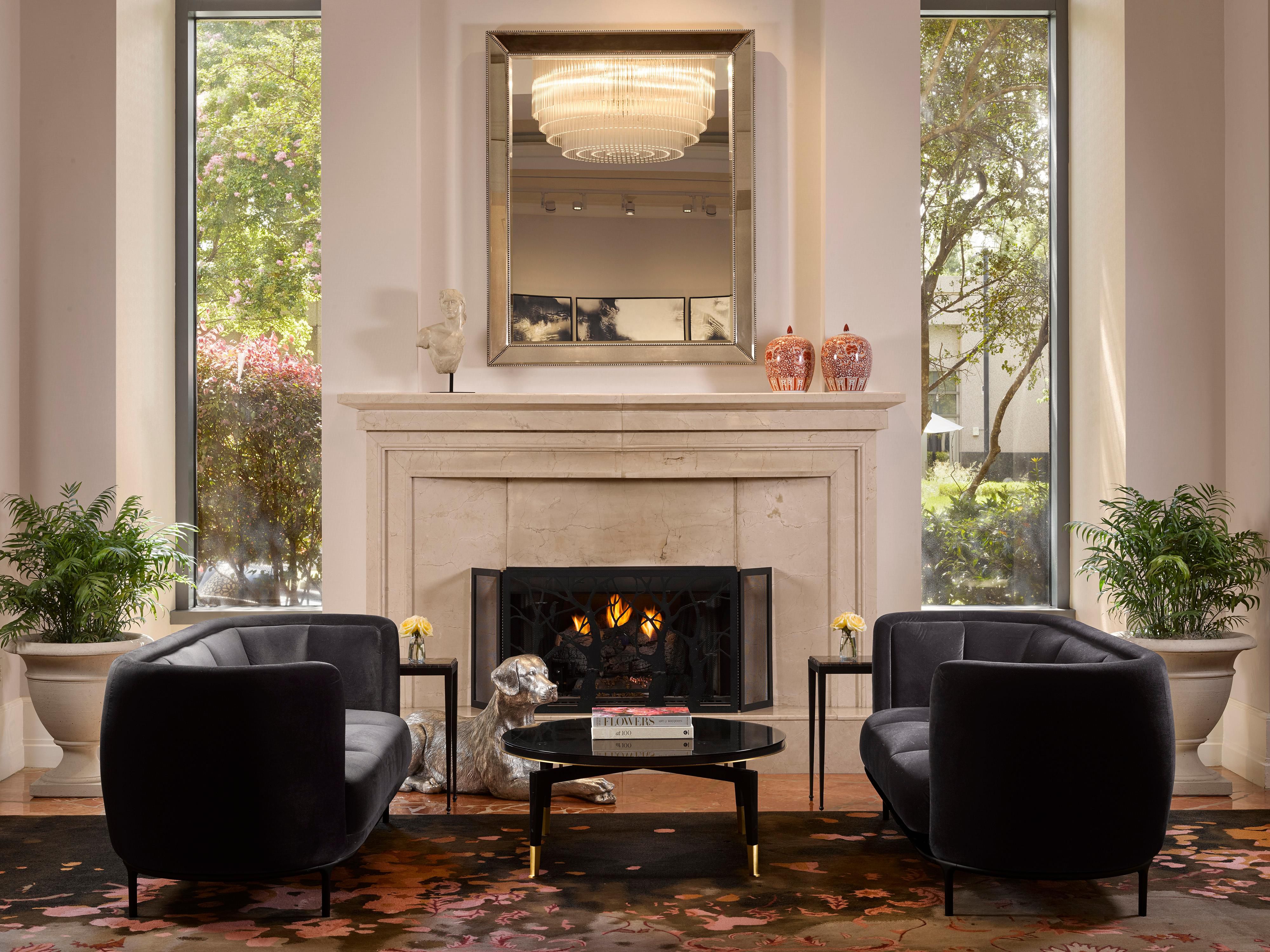 Relax in our lobby with ample seating at our cozy fireplace.