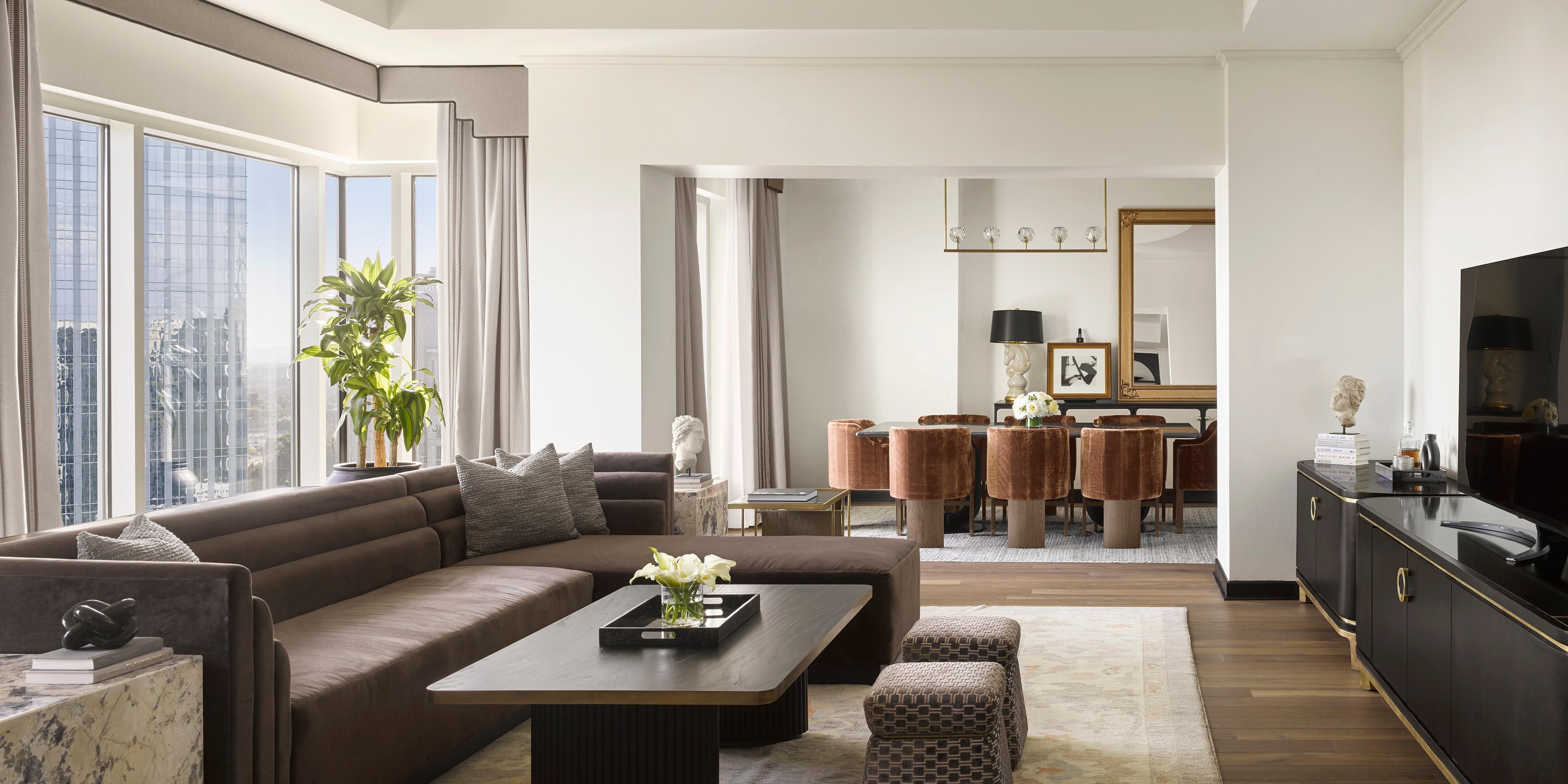 Enjoy refined living and dining with sweeping city views.