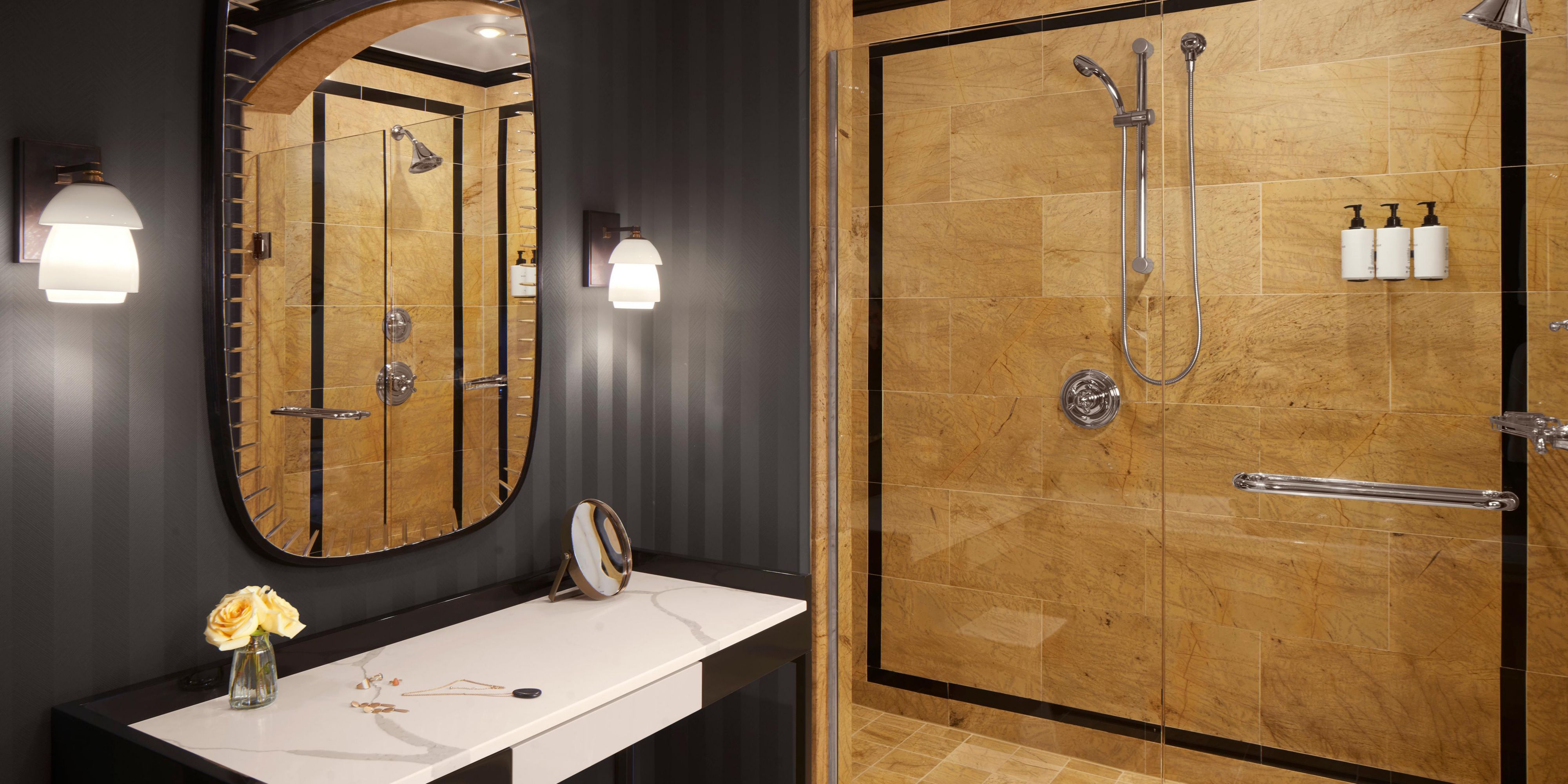 Walk-in Shower and Powder Room