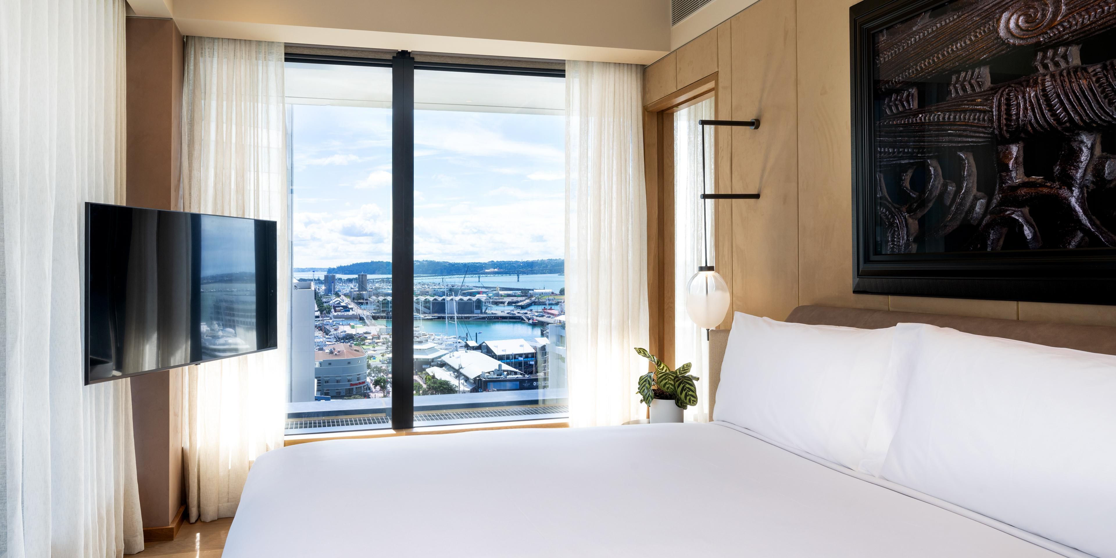Tāmaki Makaurau views from all windows in your One Bedroom Suite