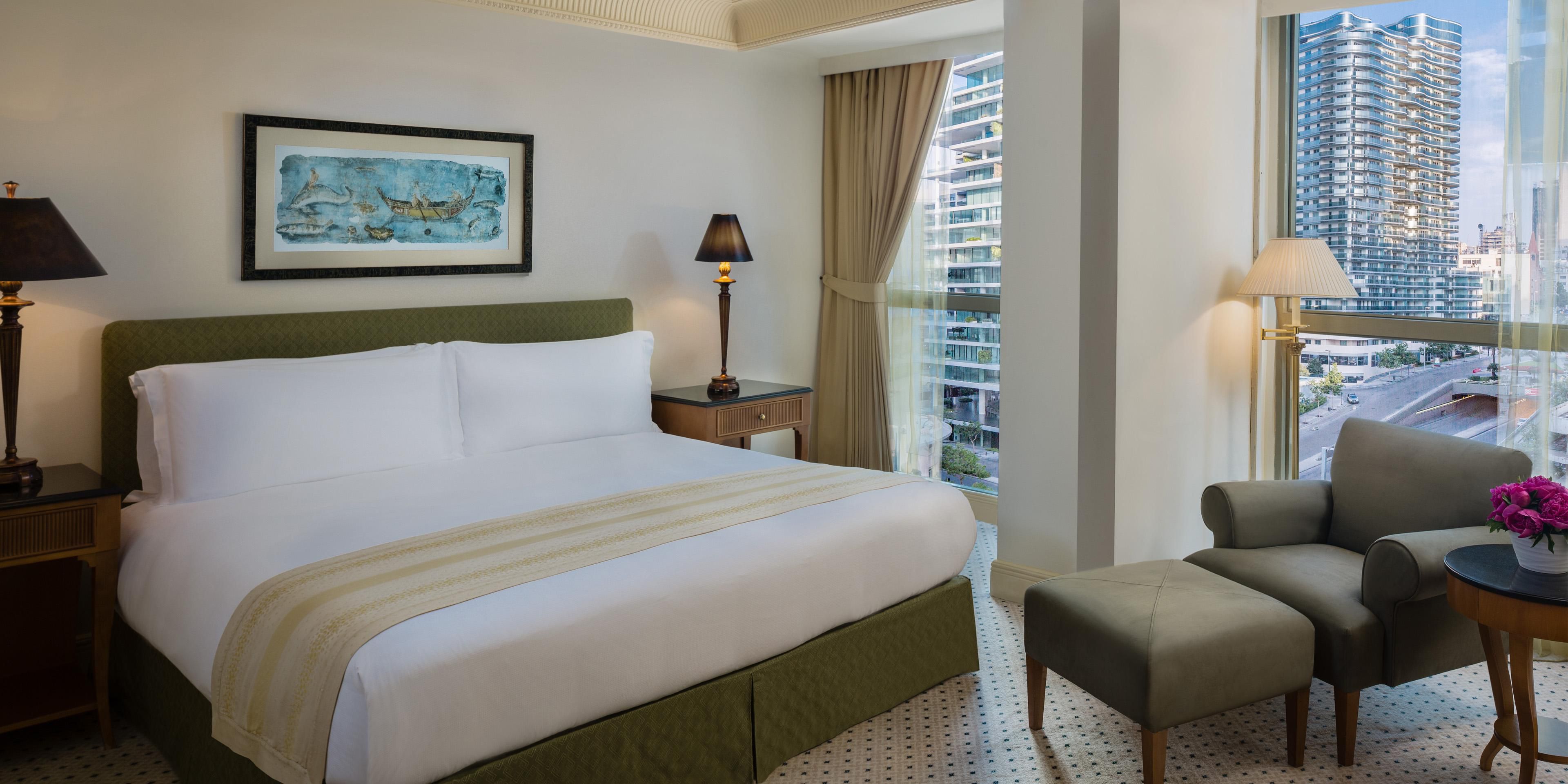 Enjoy Beirut city views from the Club Diplomatic Suite bedroom 