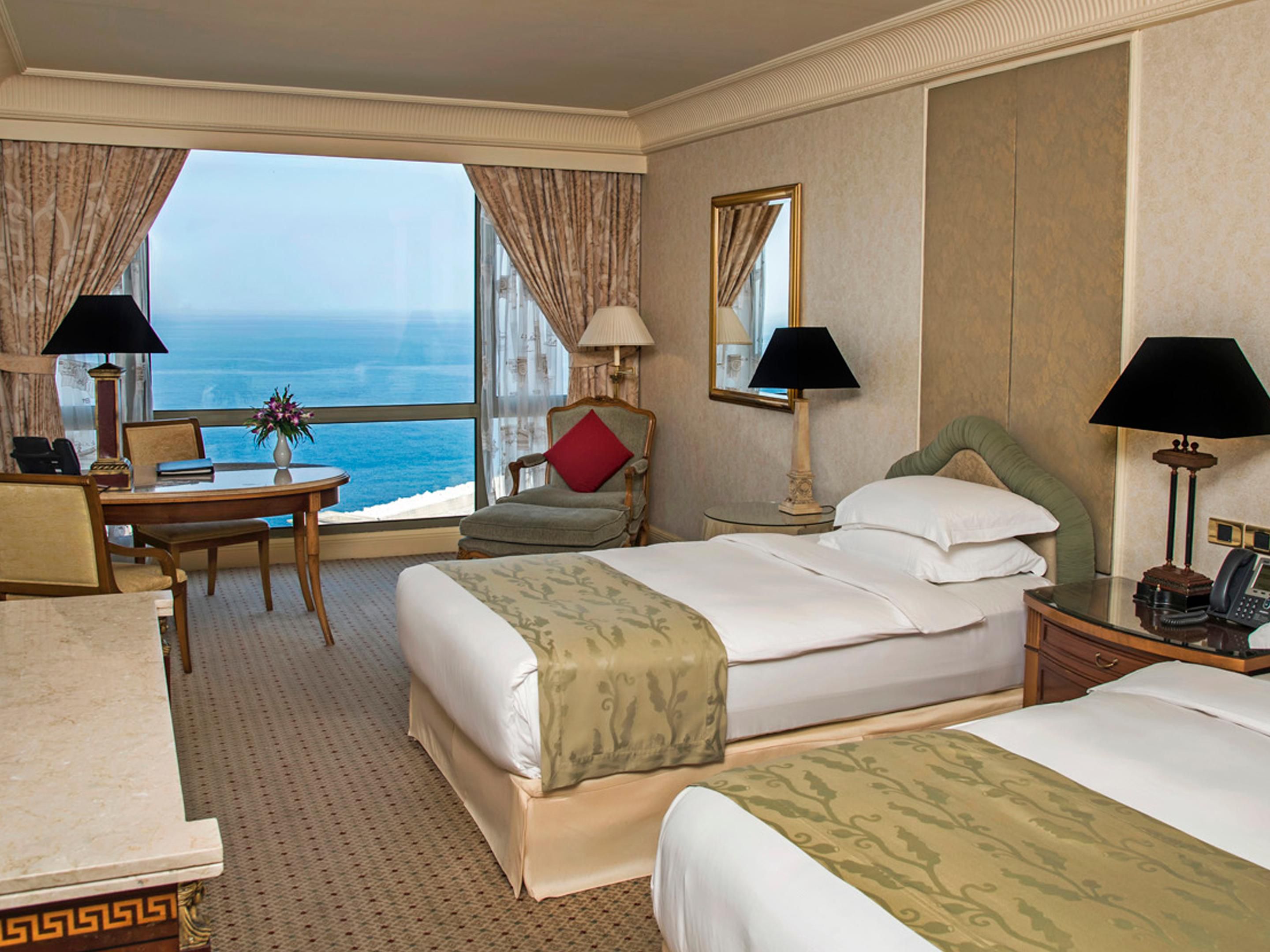 The Premium Twin bedroom with enviable Mediterranean views 	