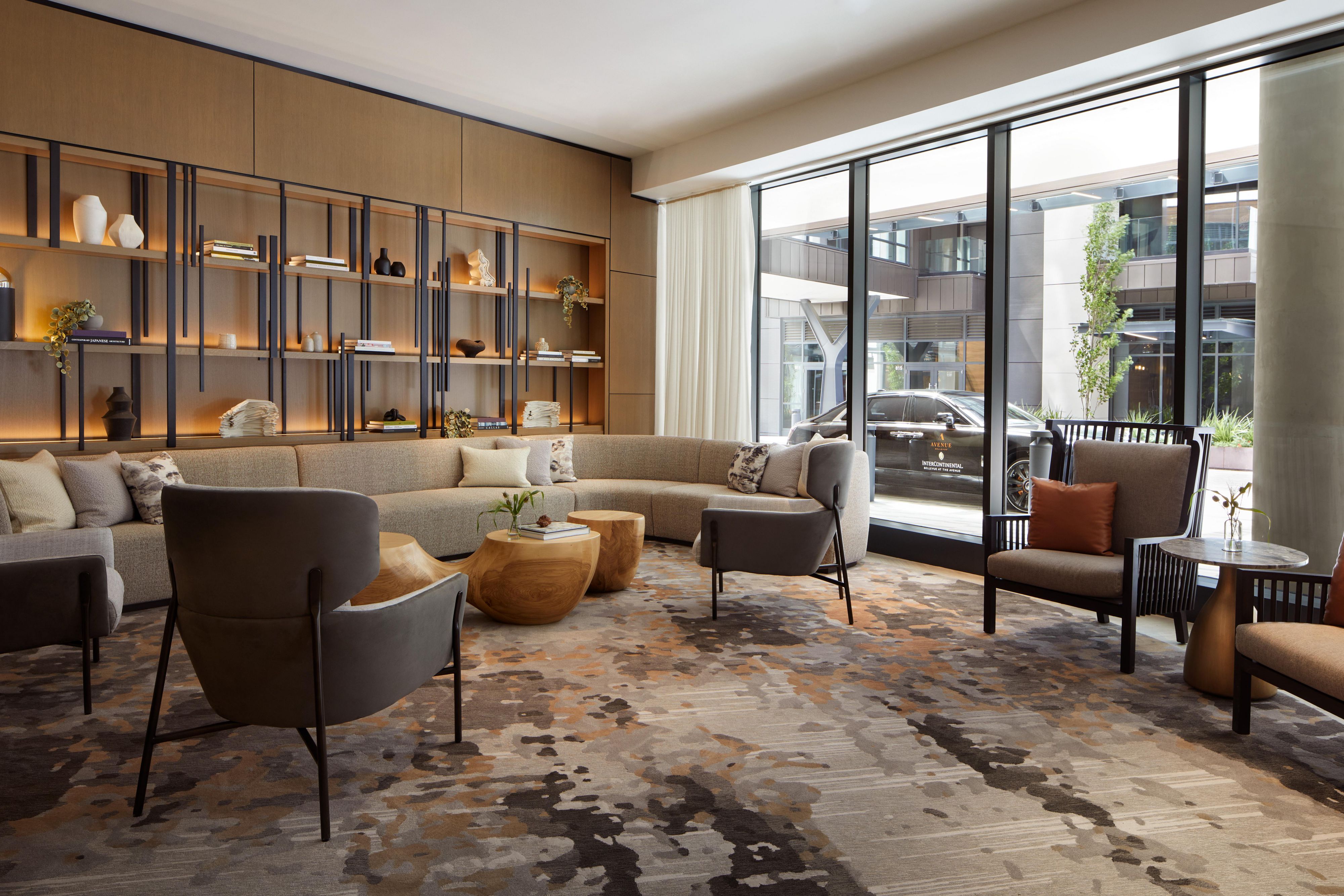 Elegant Bellevue hotel lobby lounge seating area