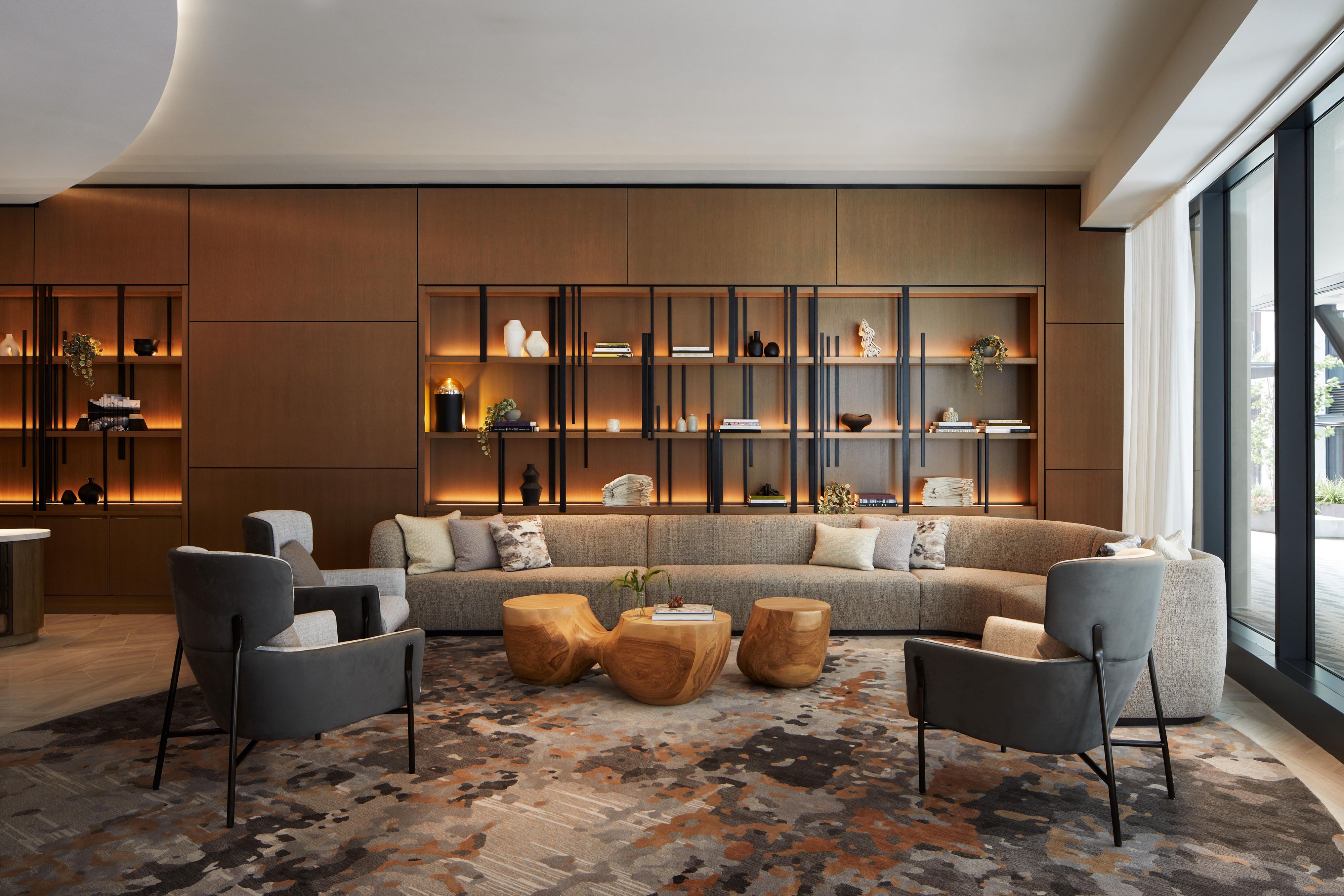 A welcoming arrival in our wood-paneled Bellevue hotel lounge