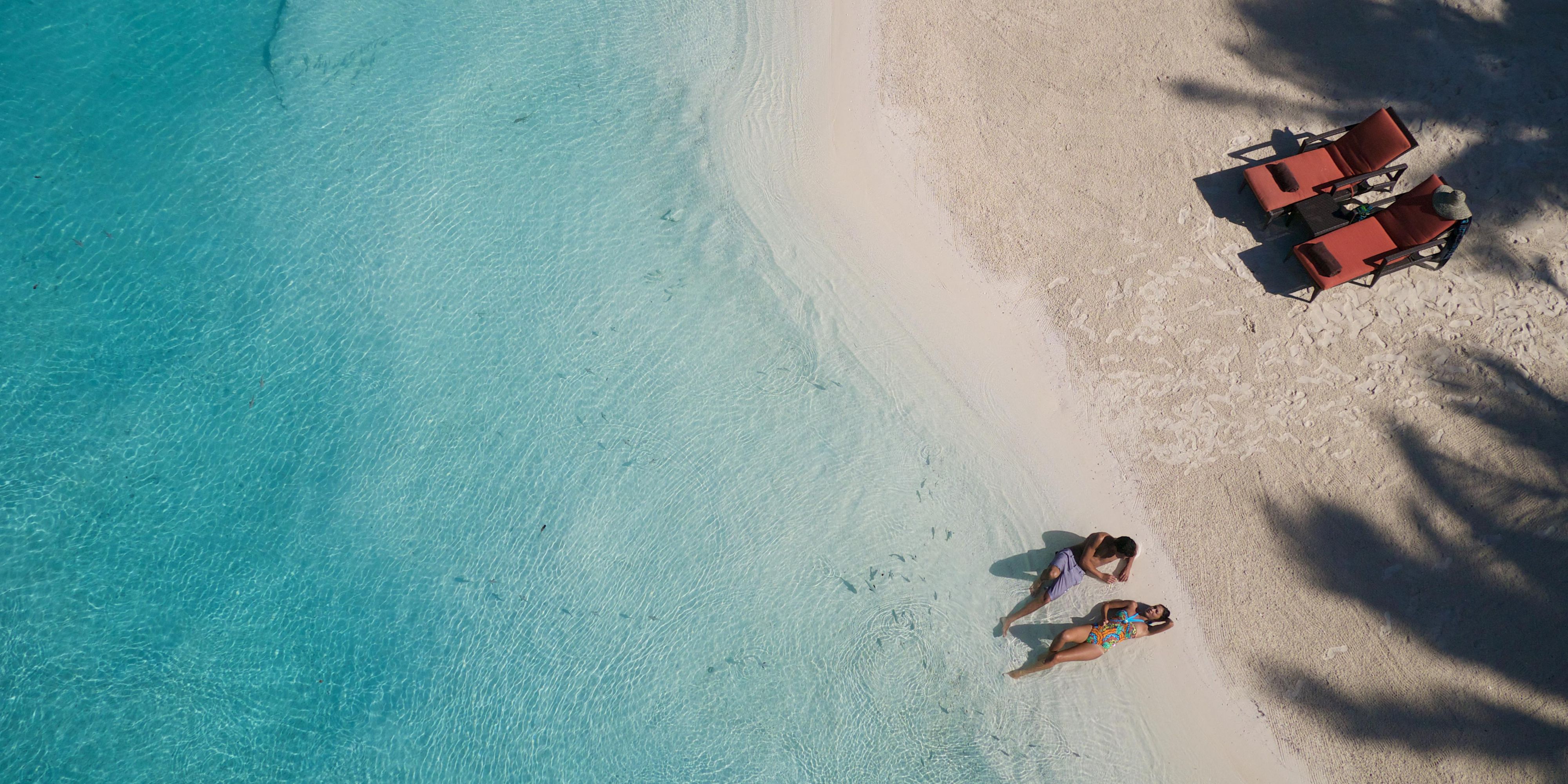 Aerial view of Resort and Bora Bora main island in the background