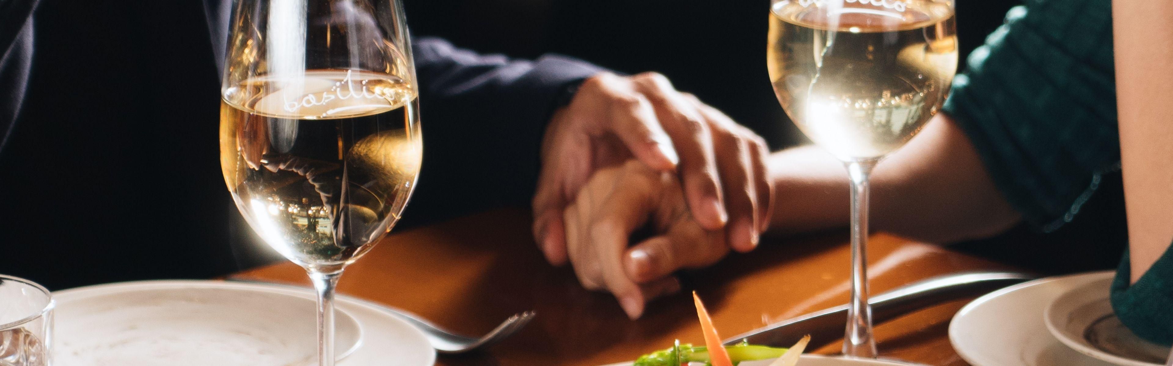 Romantic dinner paired with white wine