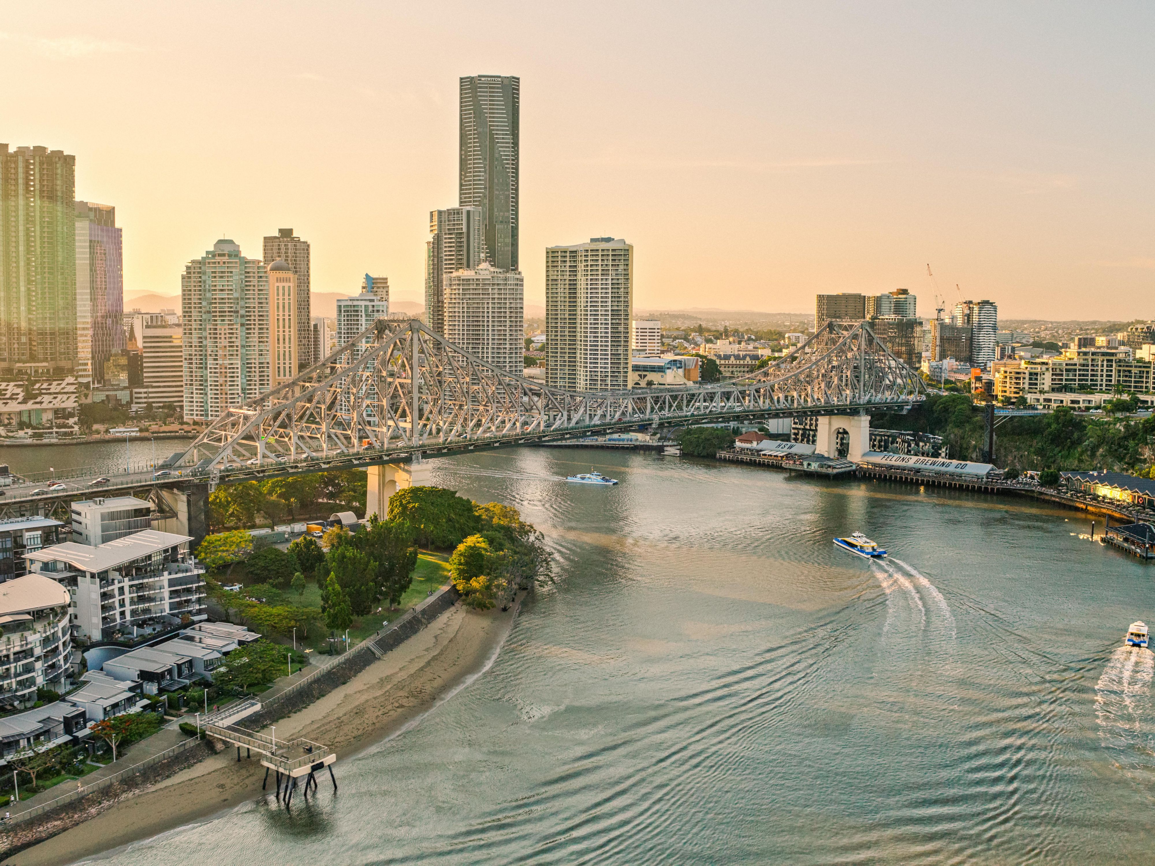 Brisbane River and Story Bridge views at Howard Smith Wharves
