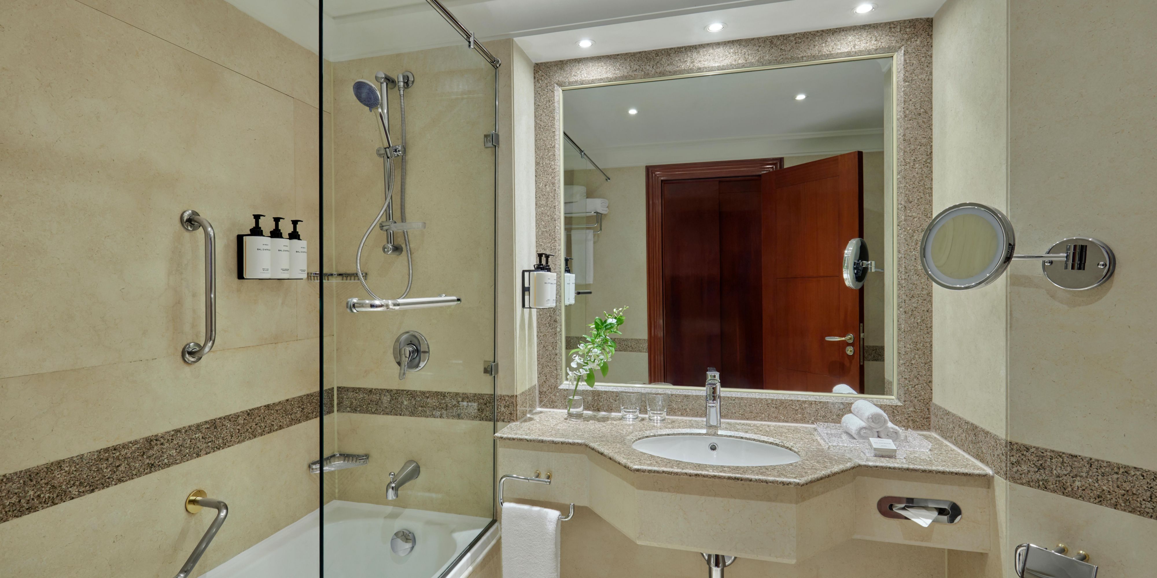 A well-appointed bathroom designed for comfort