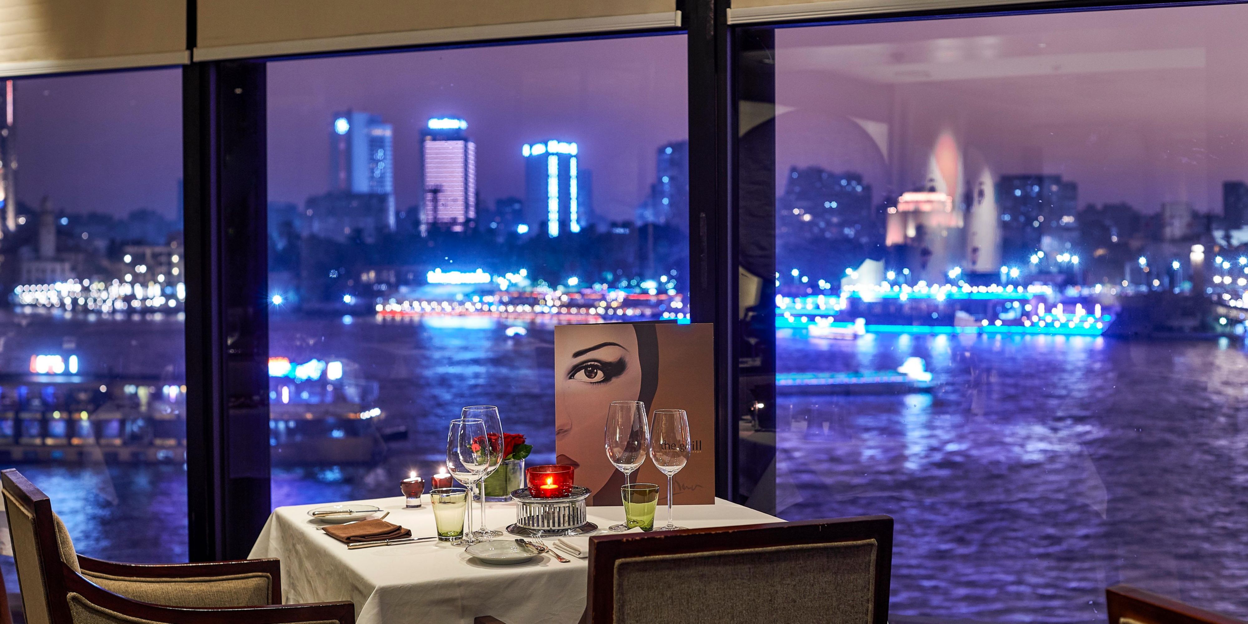 With it's panoramic Nile views, elegant seating and exquisite cuisine, the Grill is celebrated as one of the most romantic restaurants in Cairo! Open daily from 7 pm to midnight. To reserve your table, call 0227988188