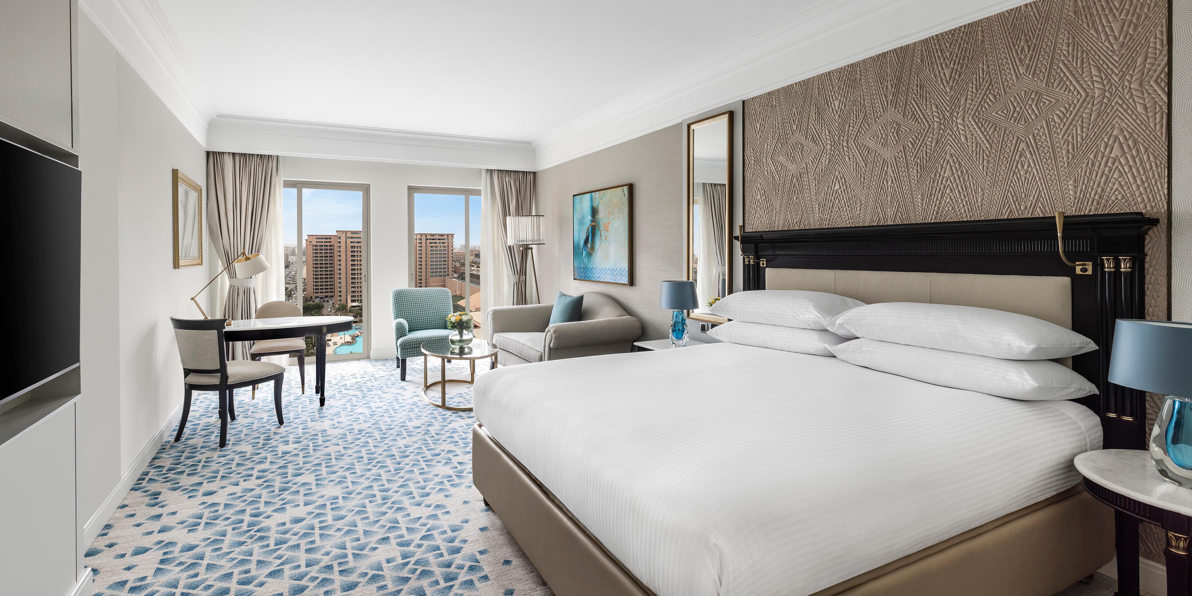 Our newly refurbished Ergonomic Flex Space rooms and suites combine modern luxury with Pharaonic inspiration. Featuring ancient Egyptian-inspired turquoise accents. These rooms and suites deliver the perfect blend of contemporary elegance and timeless Egyptian charm.
