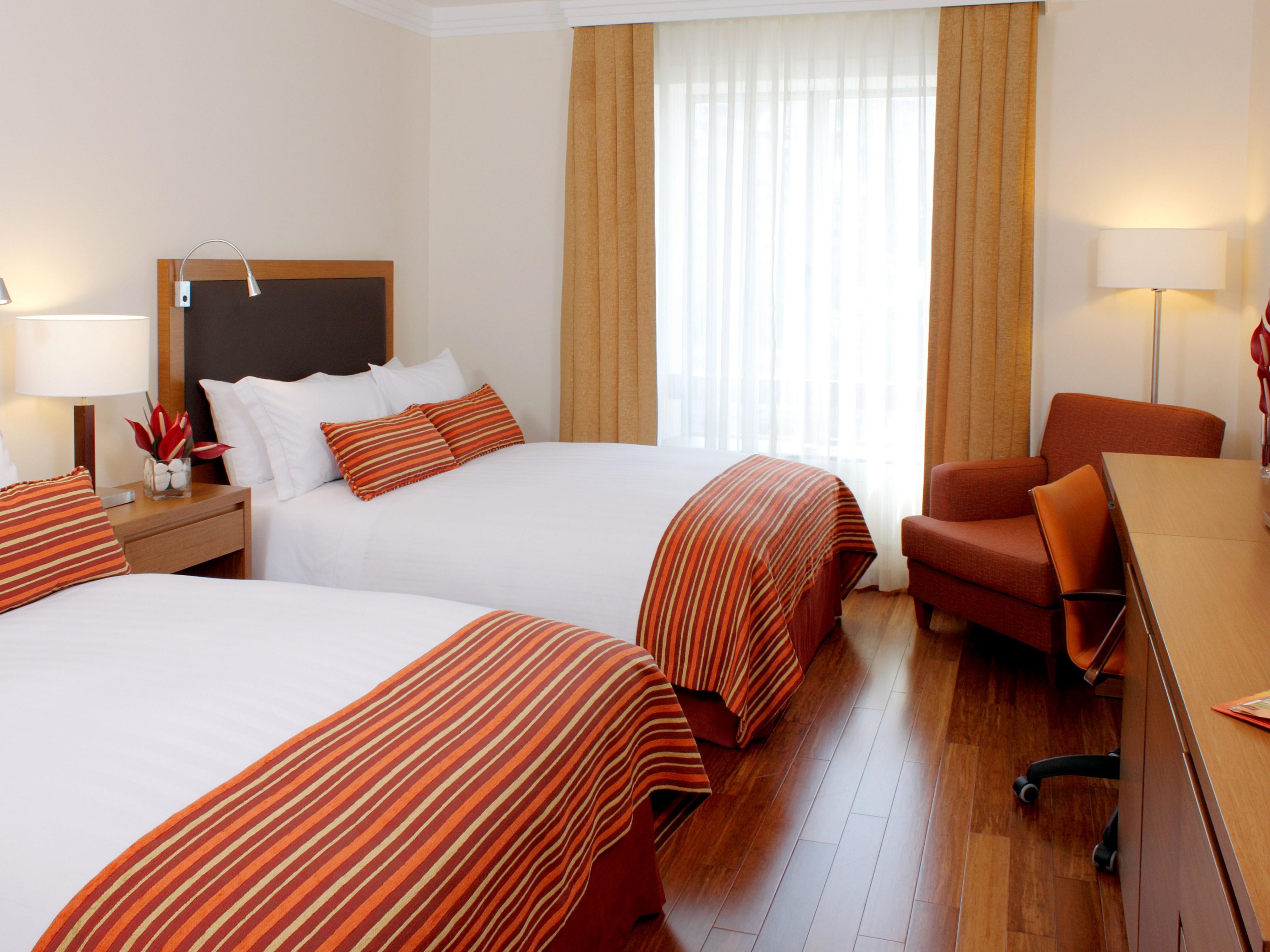 Two Single Beds with Hardwood Floor
