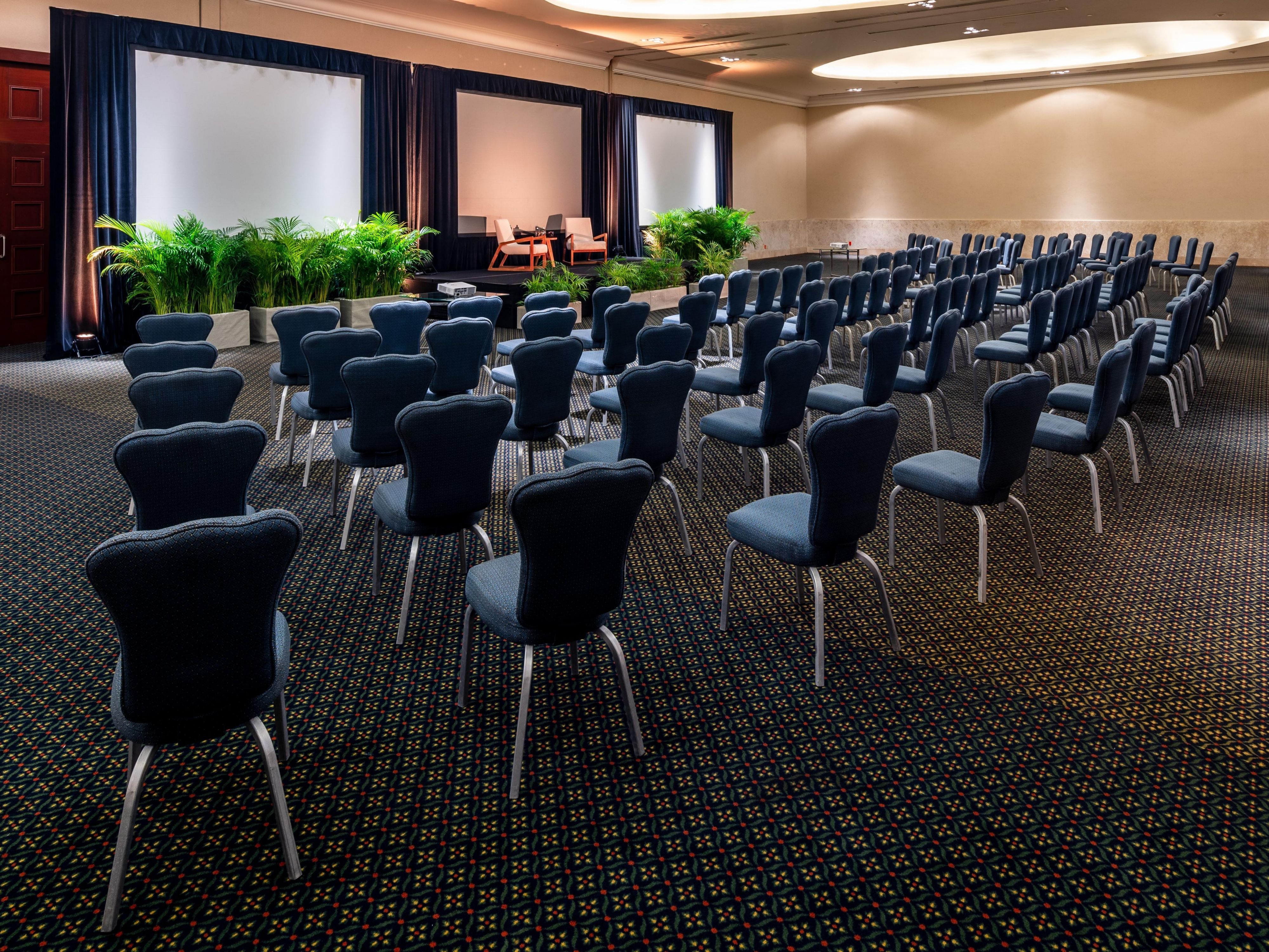 Host your business meetings at our large, triple screened rooms.